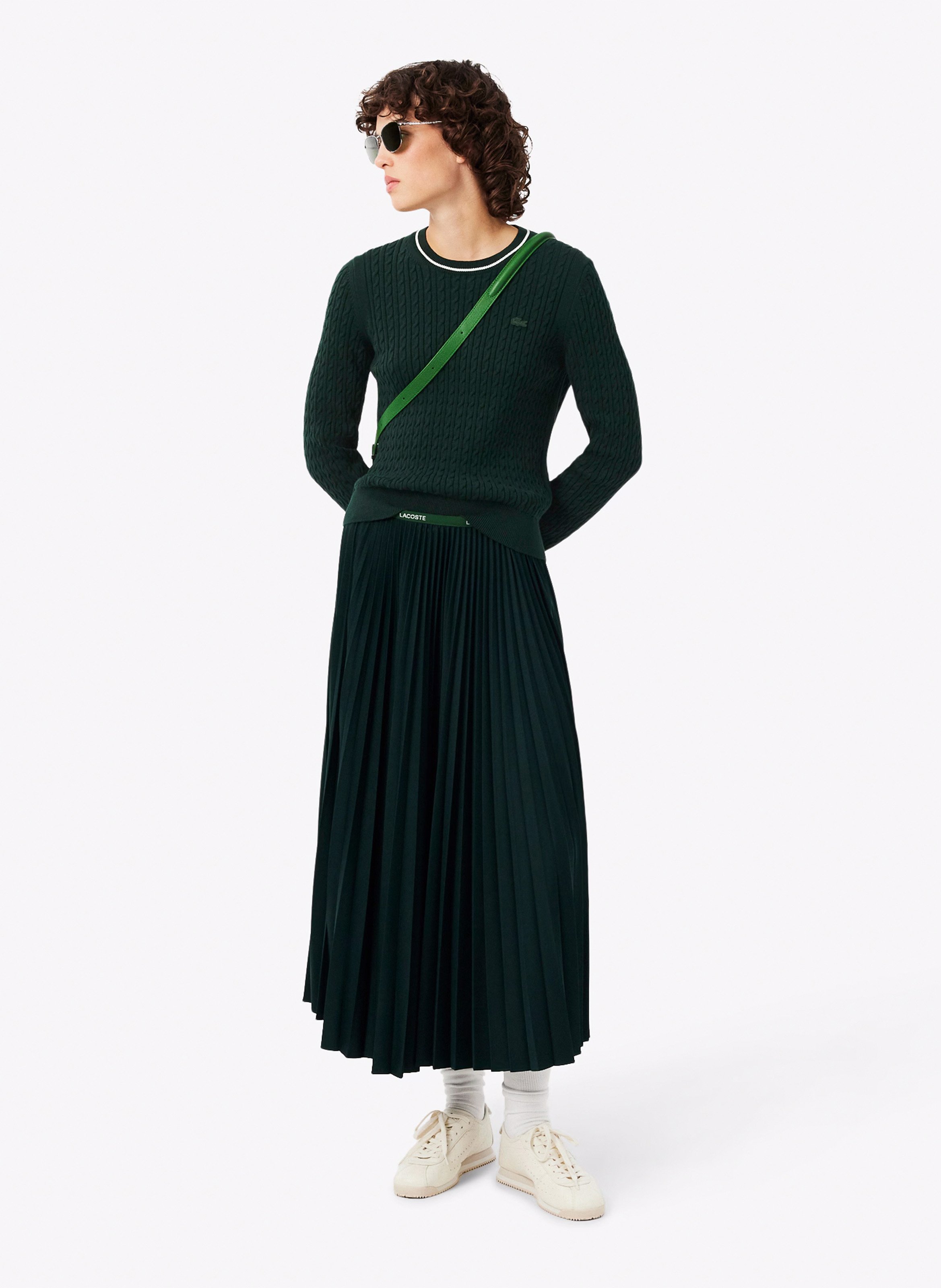 Pull droit en coton mélangé LACOSTE Vert