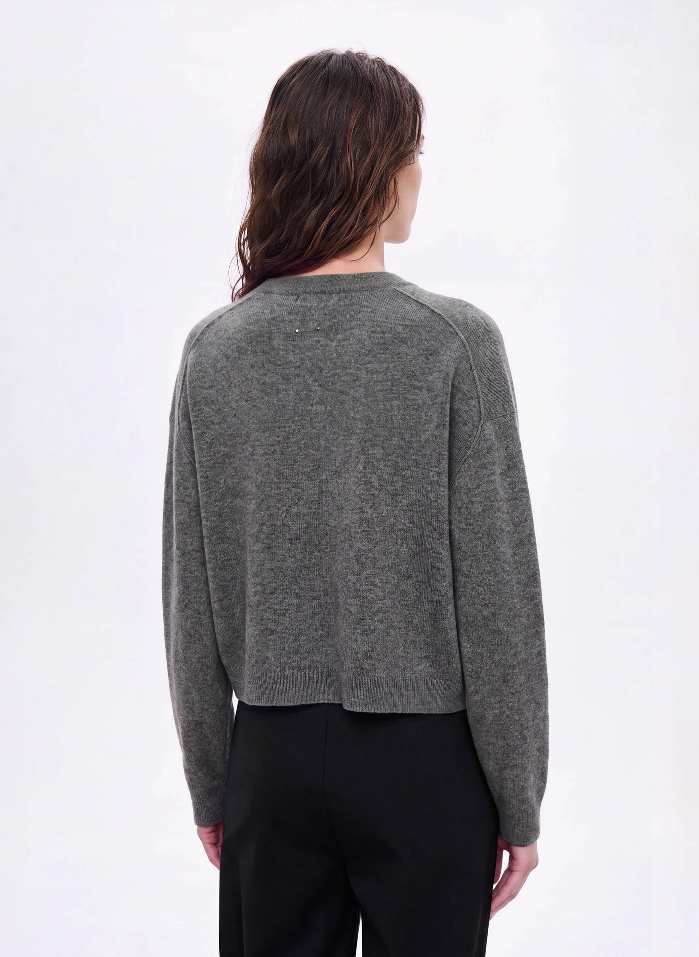 Oversized round neck wool cardigan VANESSA BRUNO Grey