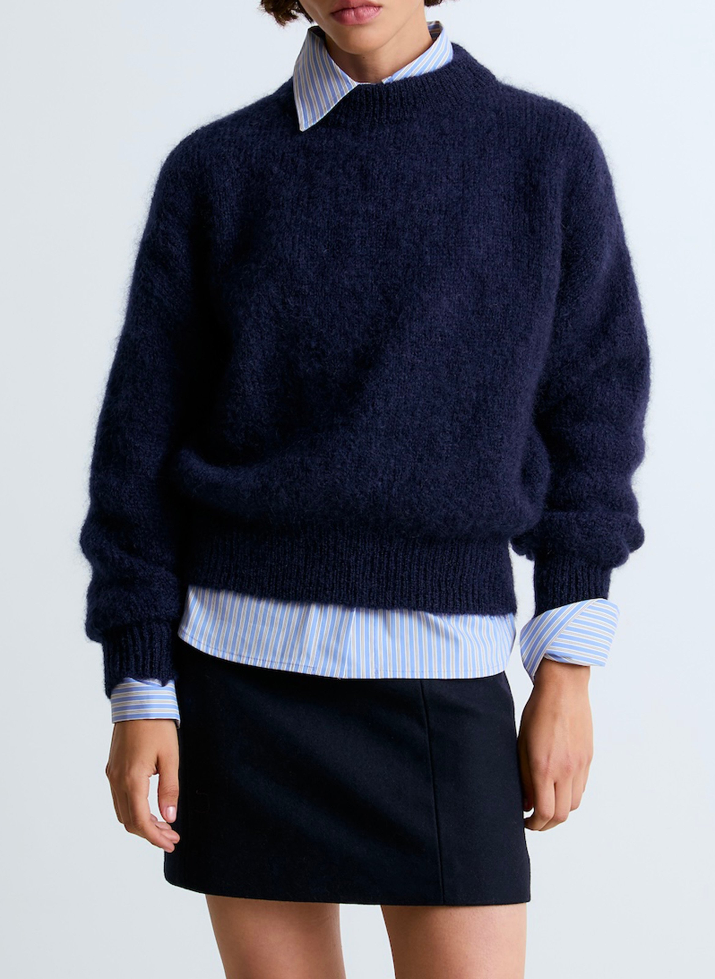 Pull col rond en laine mélangée SURPRISE Bleu