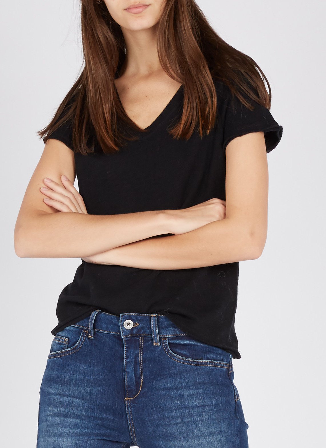 V-neck cotton T-shirt AMERICAN VINTAGE Black