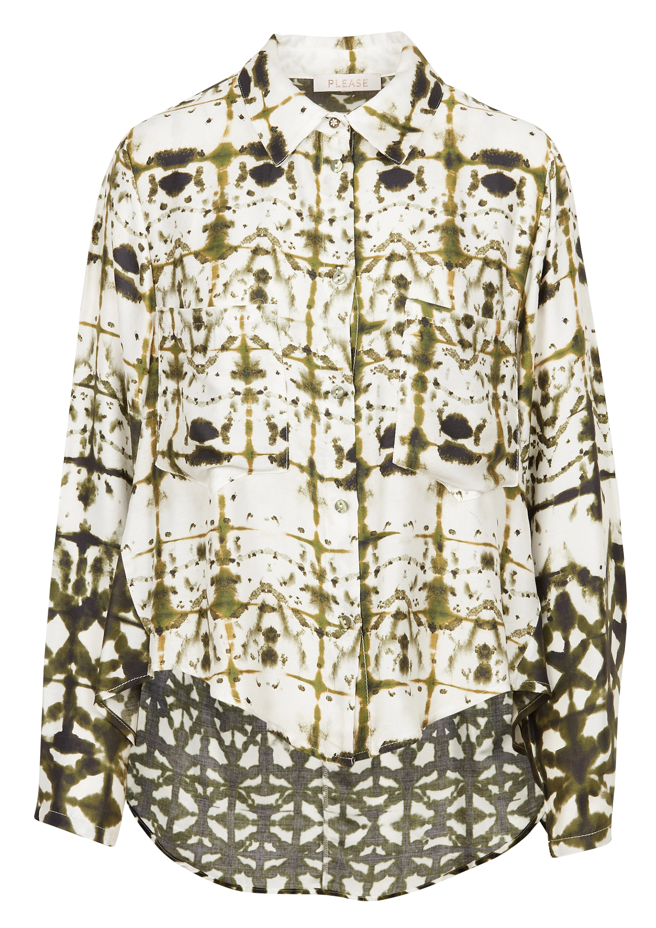 Chemise col classique en viscose  imprimée  PLEASE Blanc