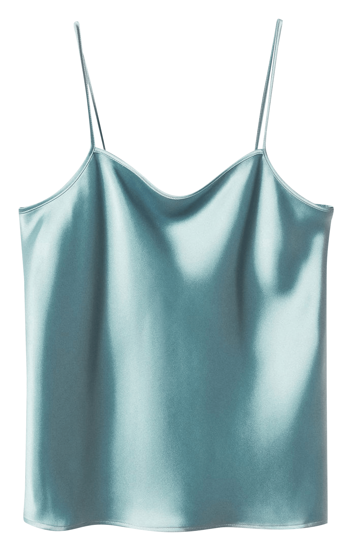 Satijnachtige top met V-hals BlauwMANGO