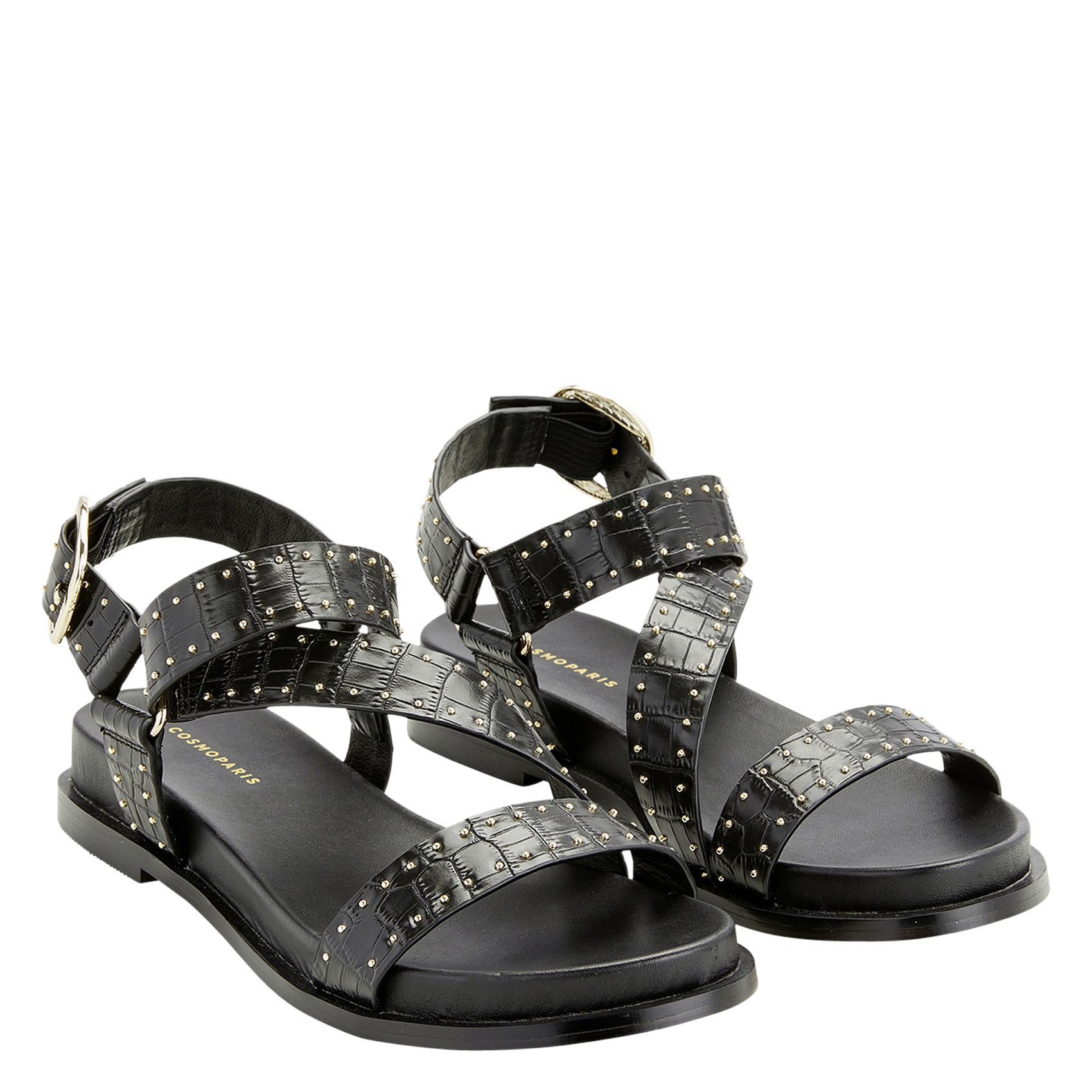 Sandalias planas de piel COSMOPARIS Negro