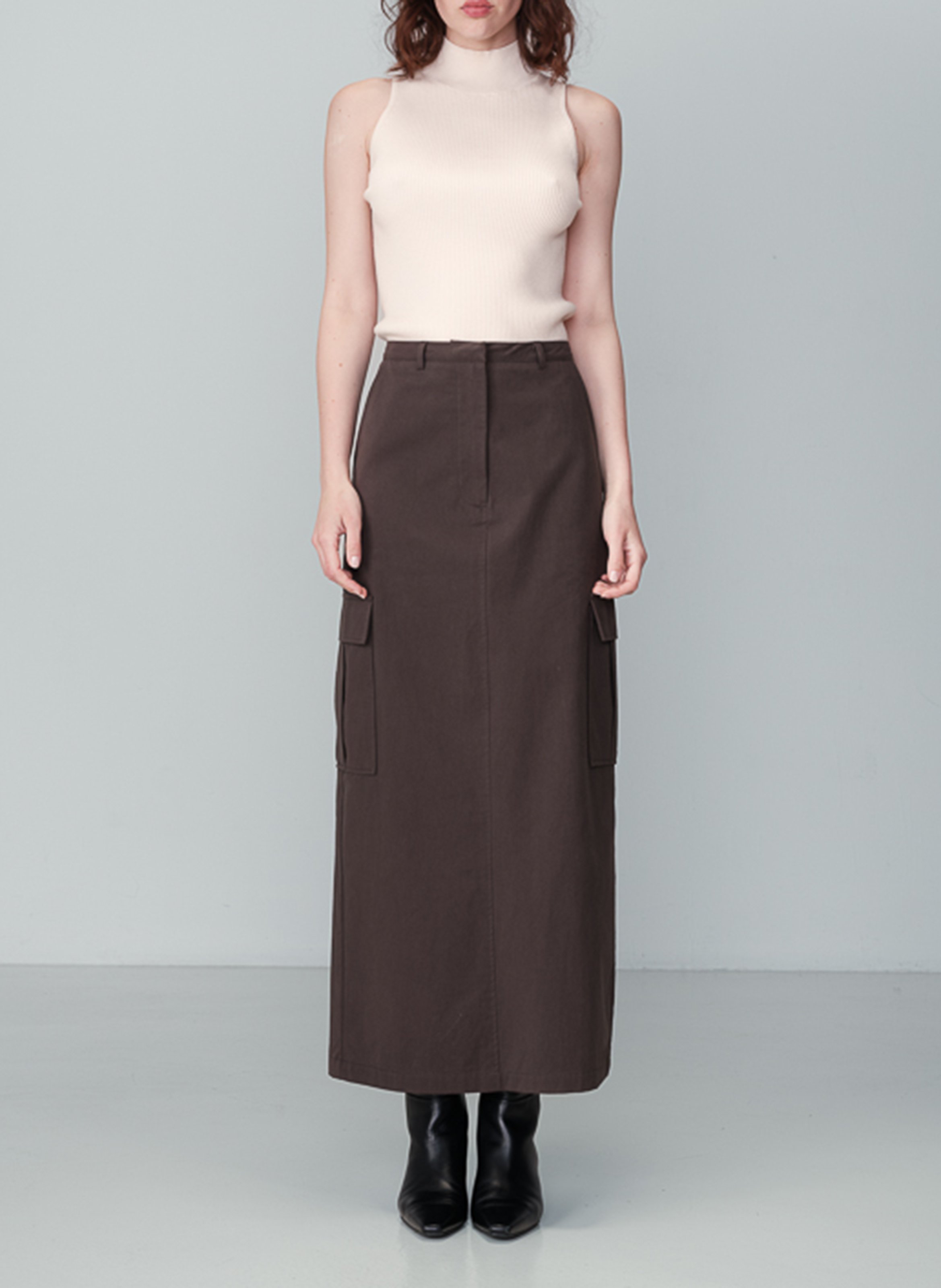 Long cotton cargo skirt GRACE ET MILA Grey