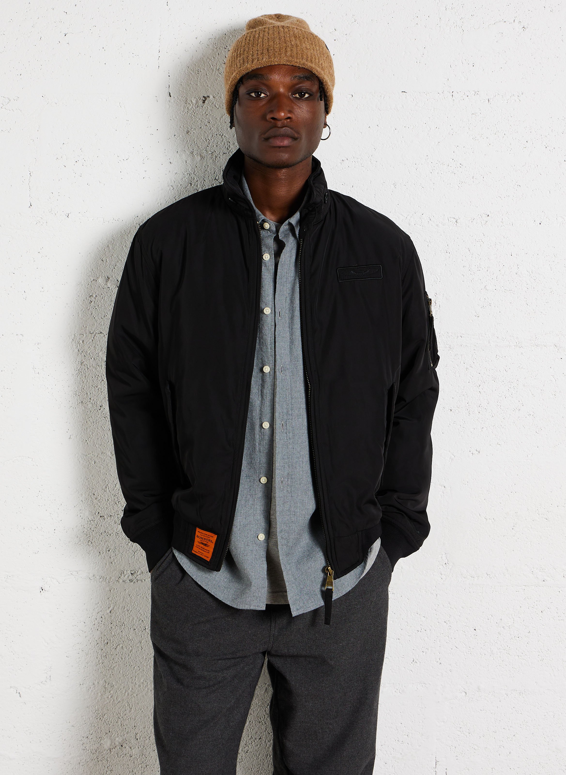 Blouson col à revers droit BOMBERS ORIGINAL Noir