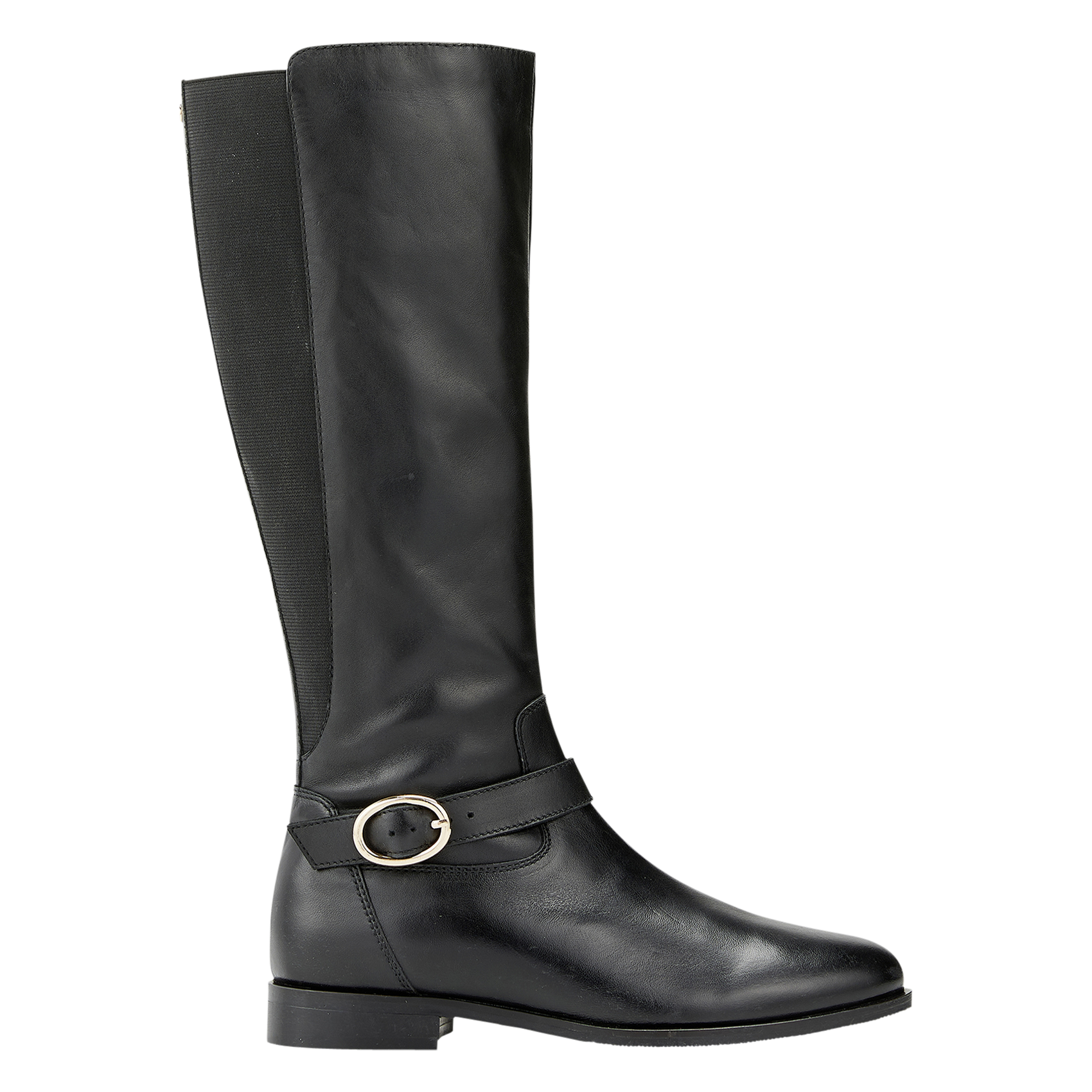 Flat leather riding boots COSMOPARIS Black