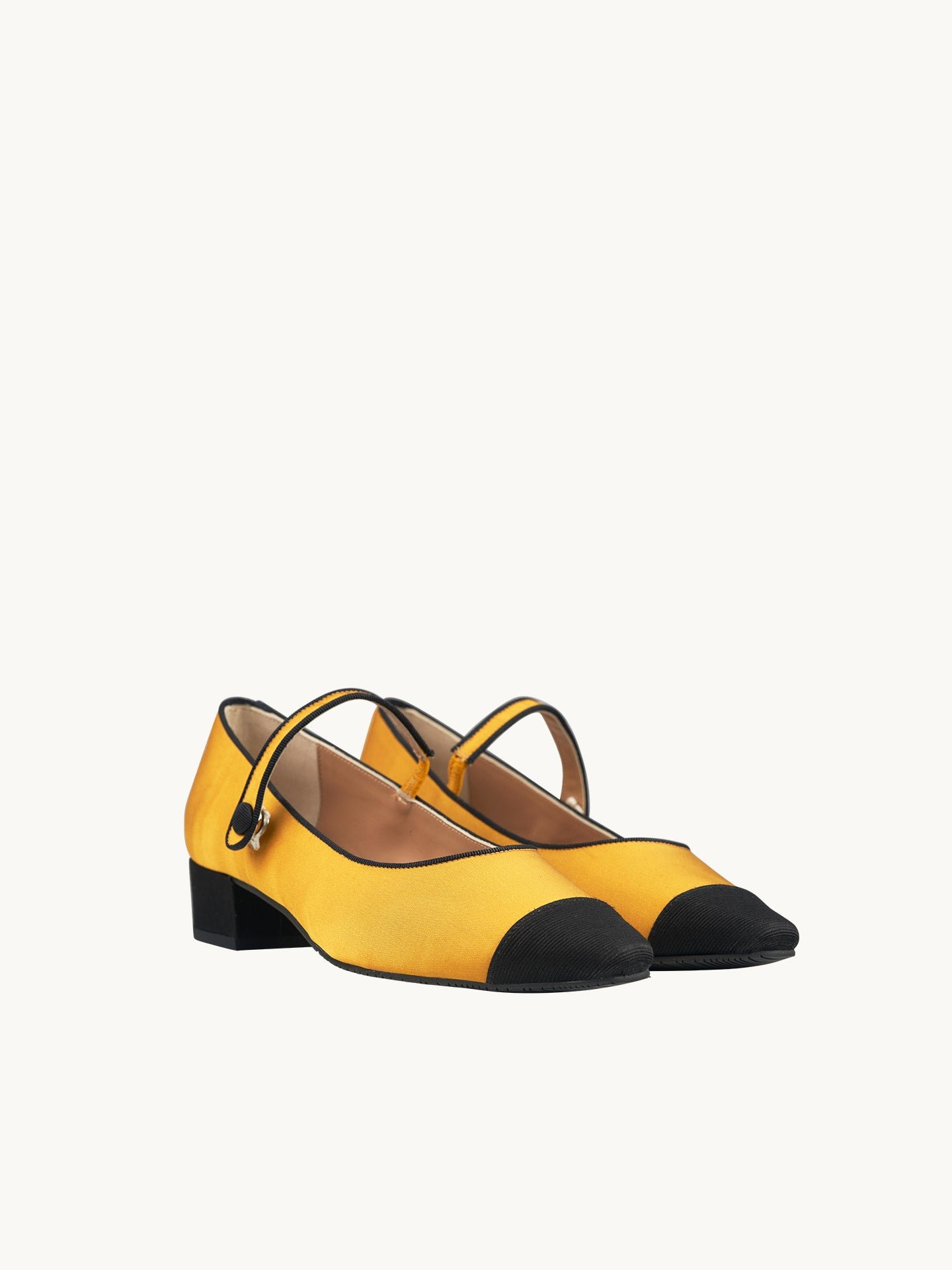 Pointed-toe satin ballet flats with low heel EMZI PARIS Yellow