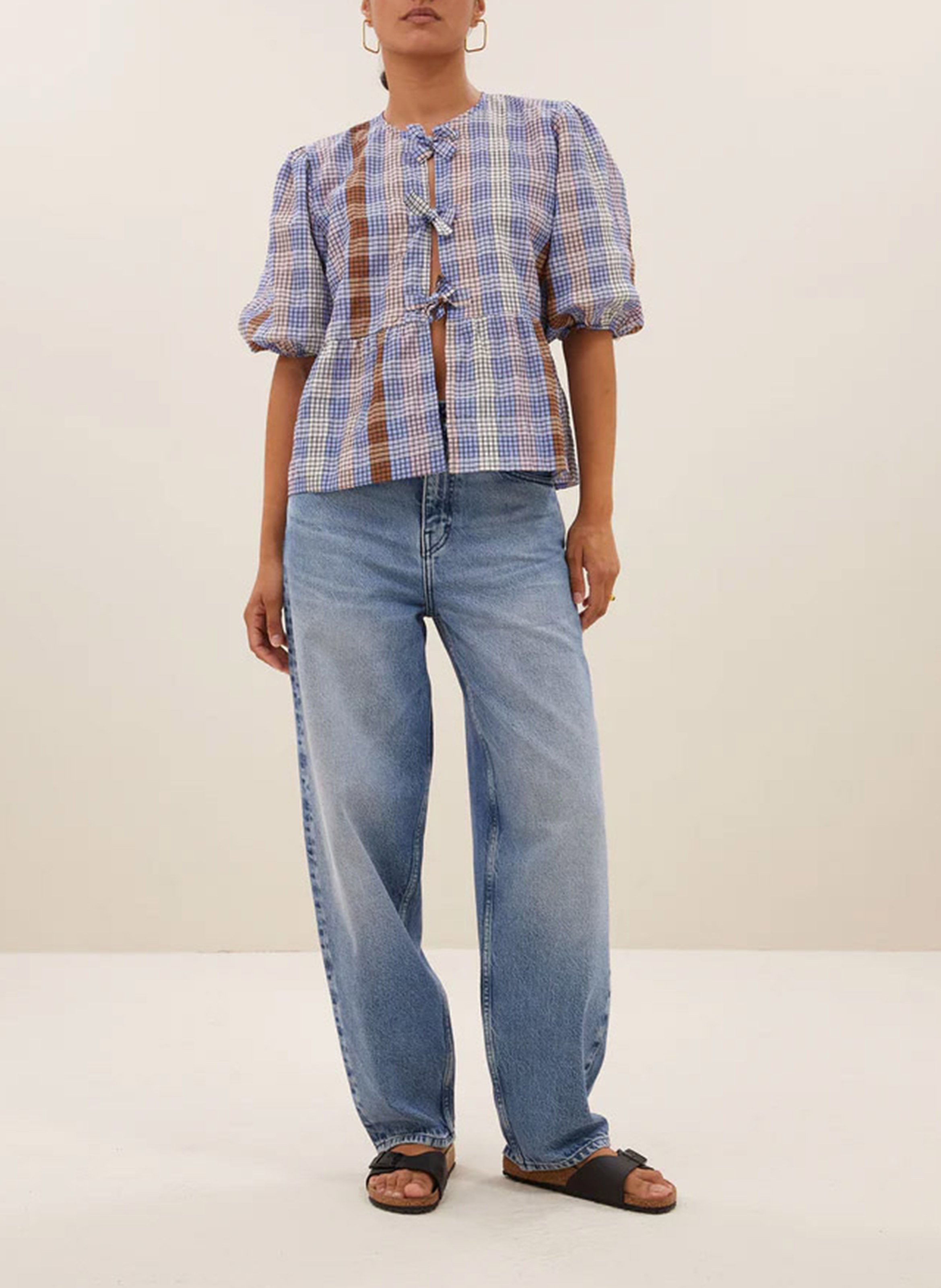 Printed loose-fitting blouse with bows BY BAR Purple