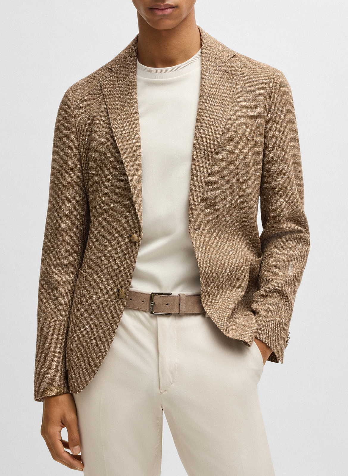 Suede leather belt BOSS Beige