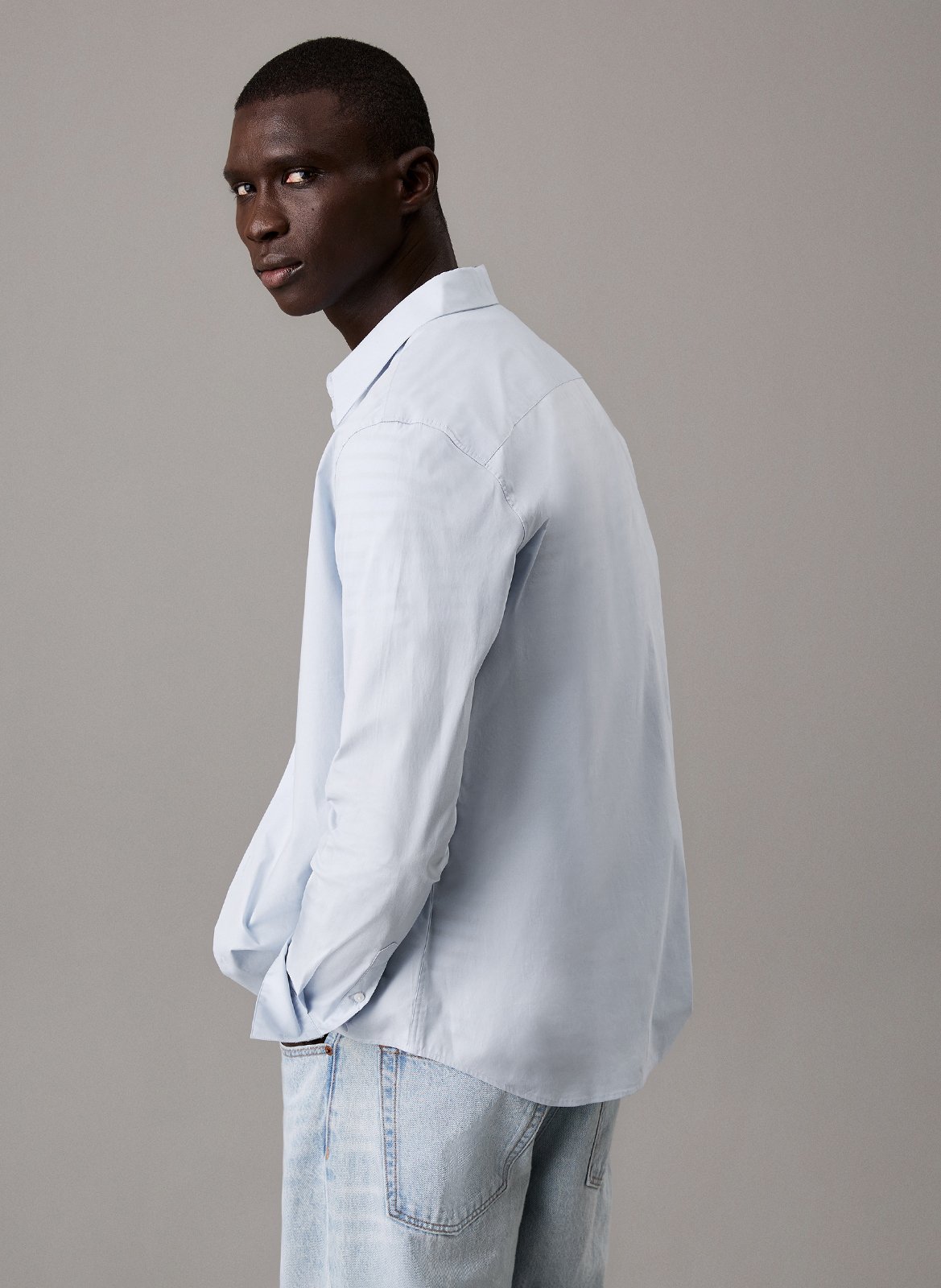 Regular-fit cotton-blend shirt CALVIN KLEIN Grey