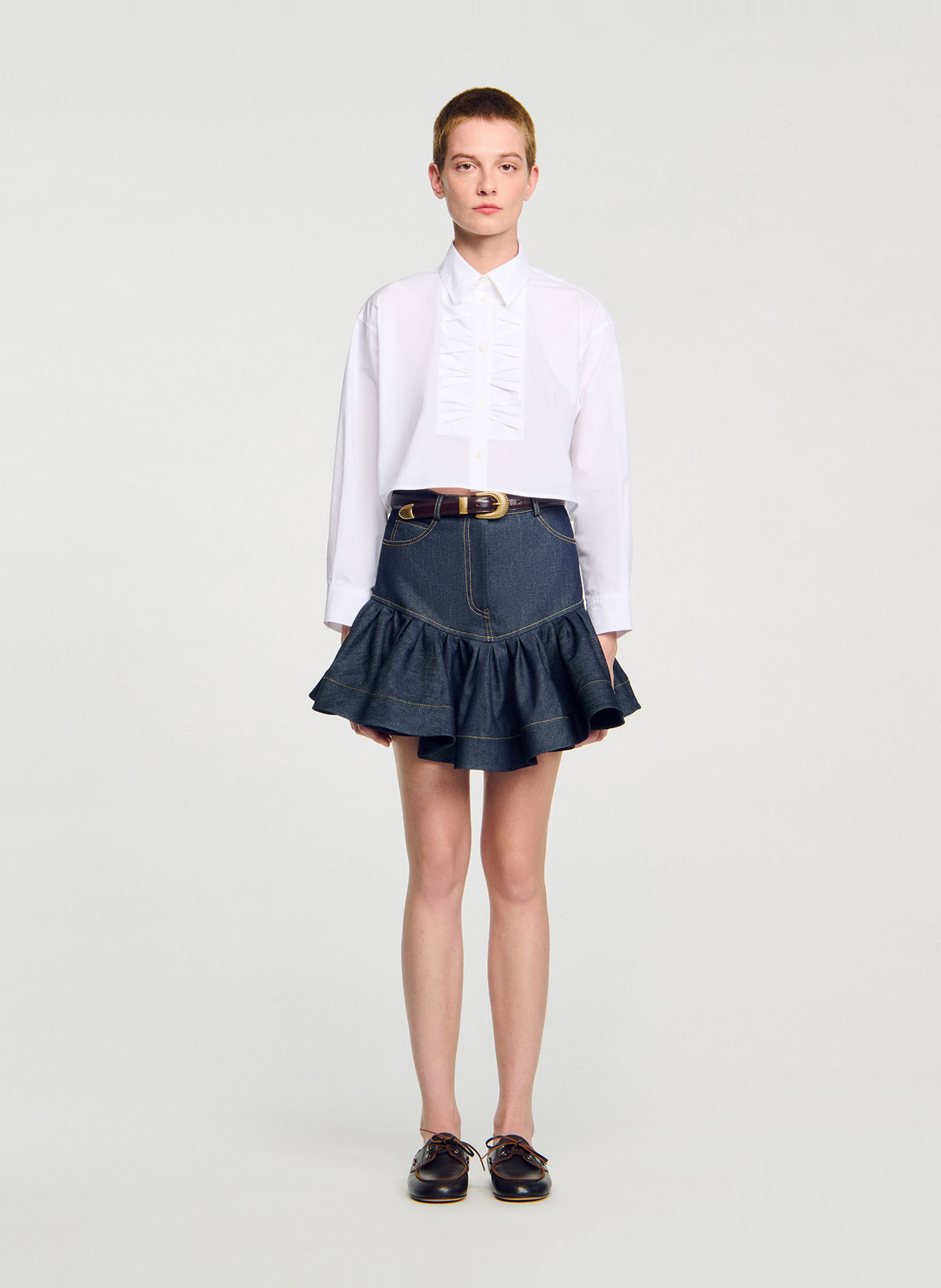 Chemise courte ample unie  SANDRO Blanc