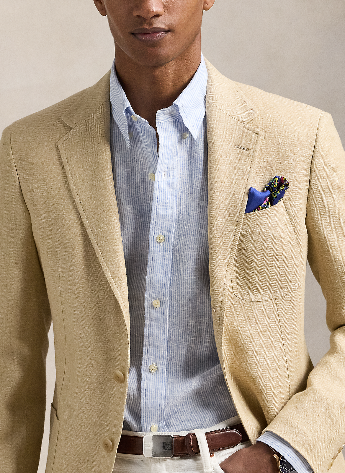 Chemise col classique en lin POLO RALPH LAUREN Bleu