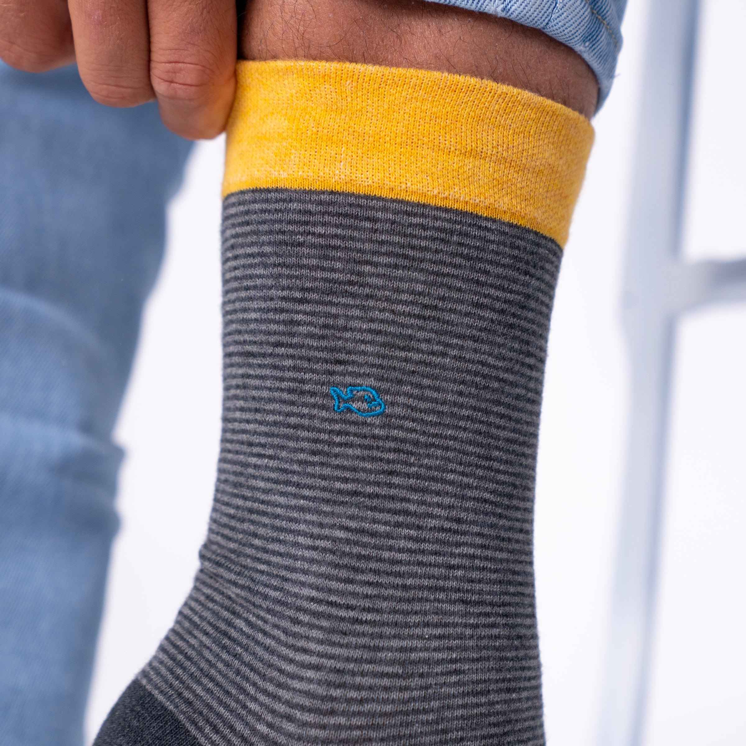 Striped combed cotton socks BILLYBELT Grey