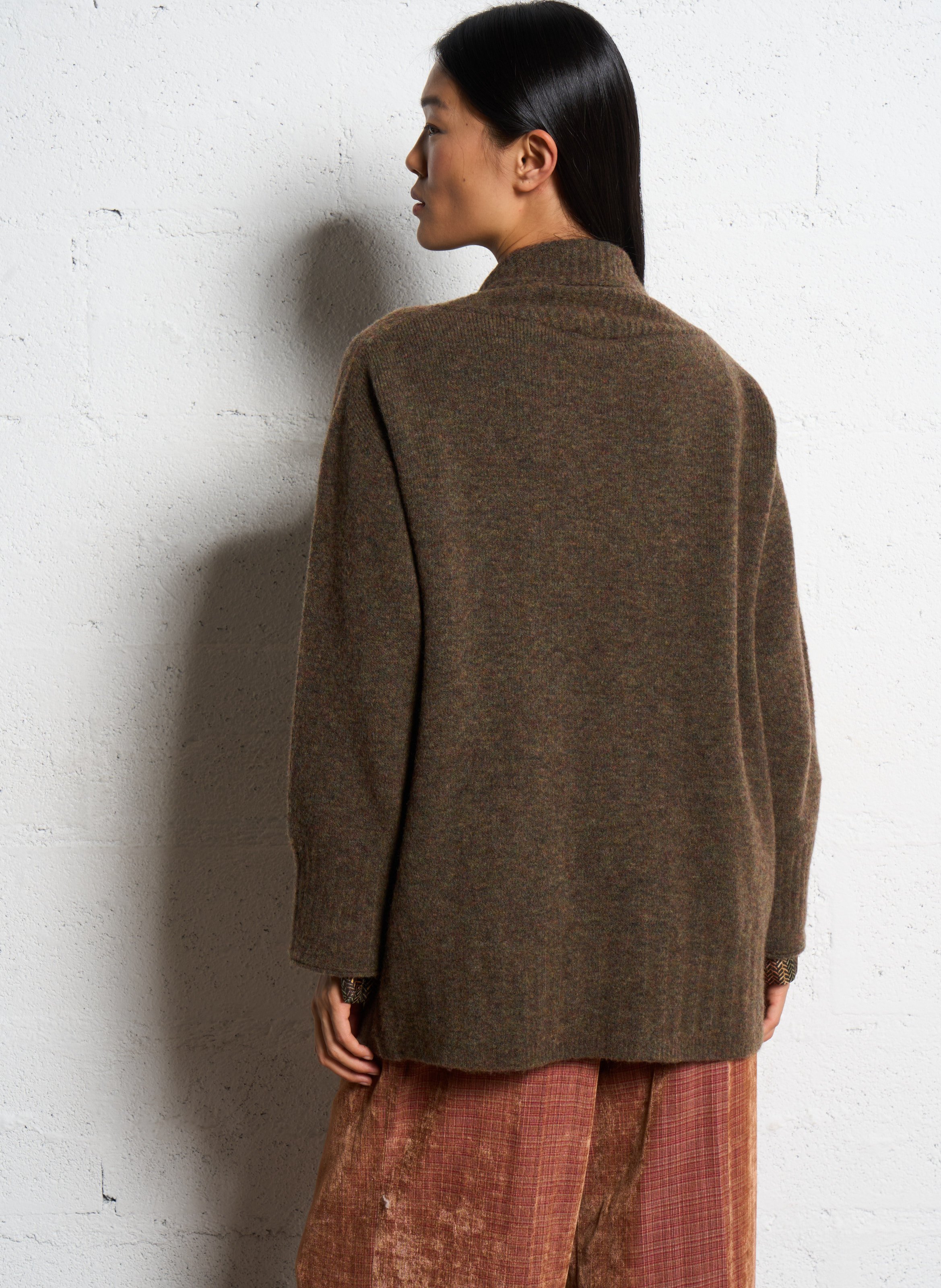 Gilet droit boutonné en laine mélangée MOMONI Vert