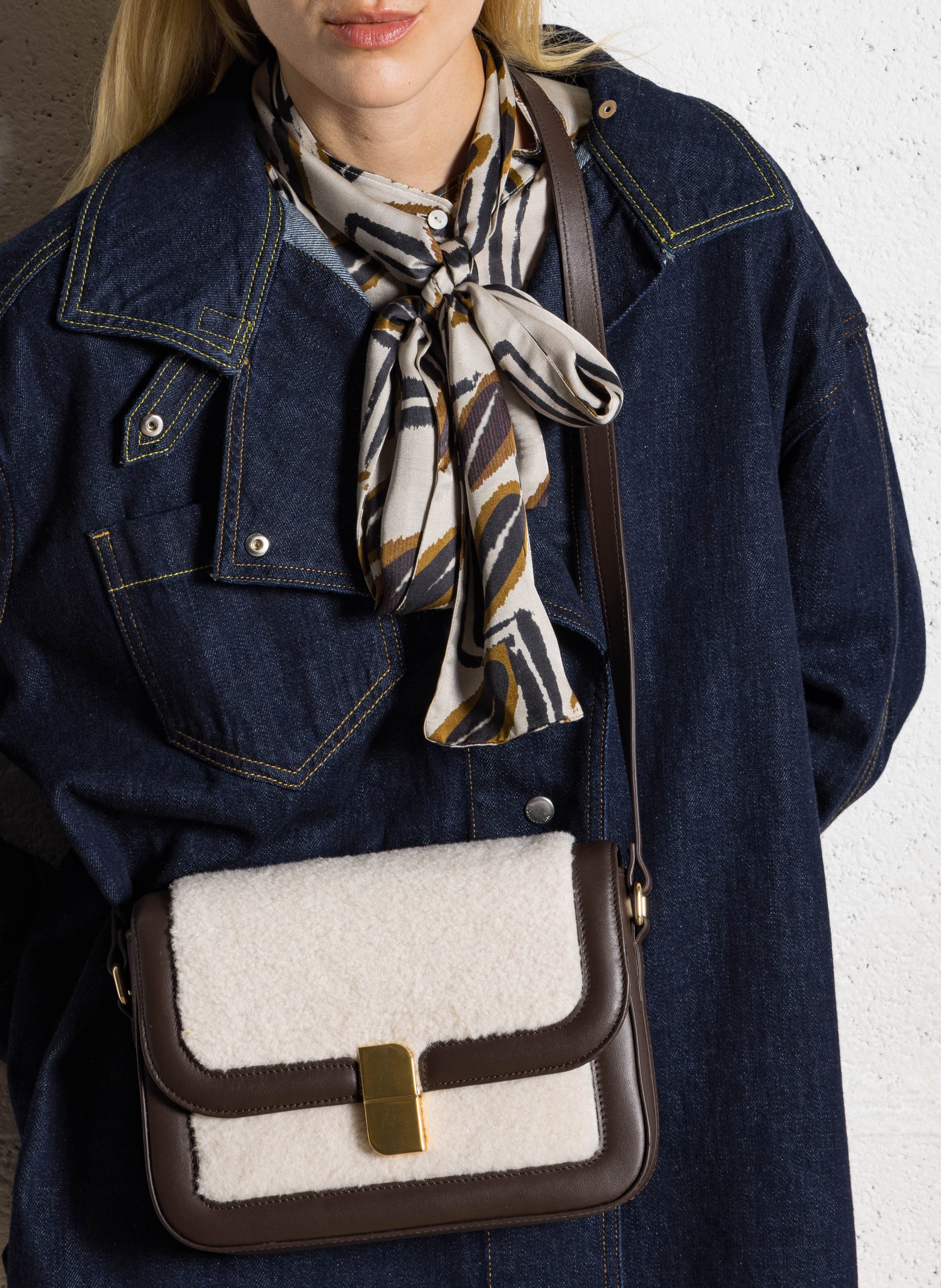 Sac bandoulière bi-matière NAT & NIN Marron