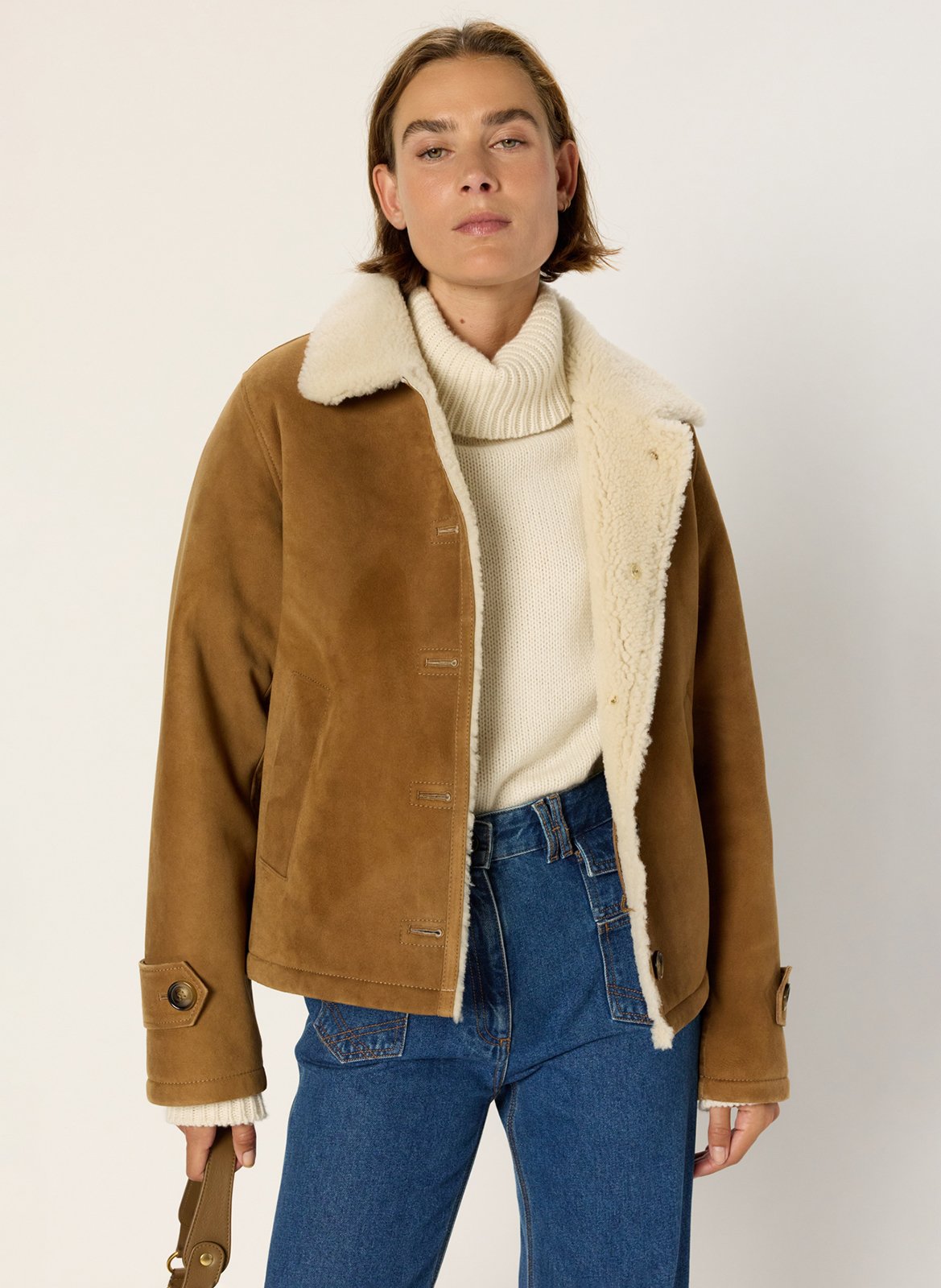 Veste col classique en suède GERARD DAREL Marron