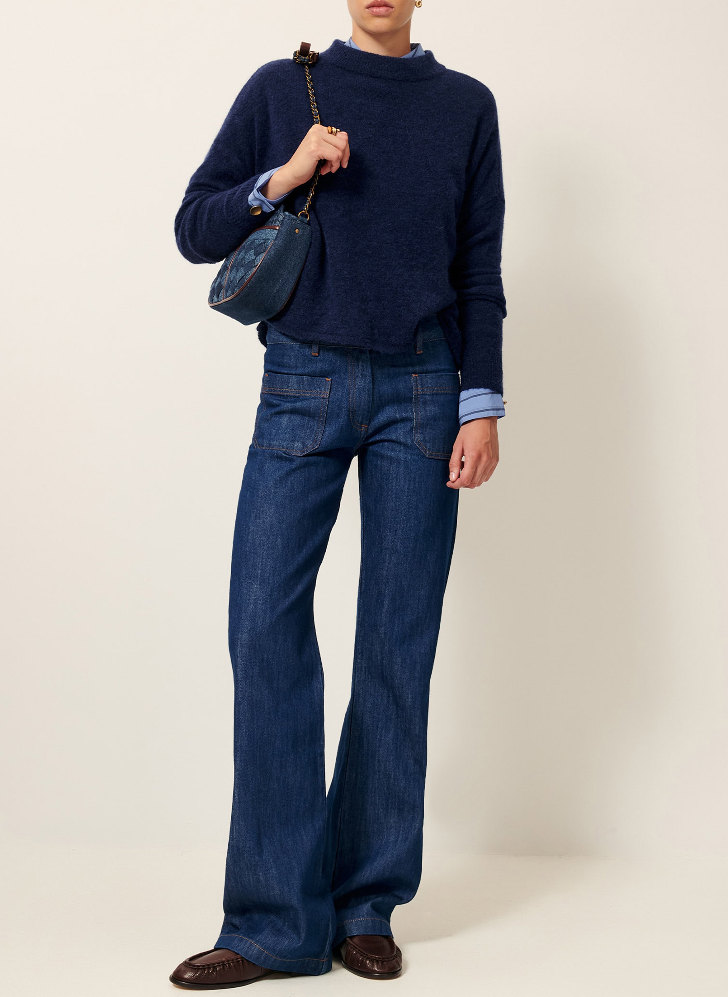 Pull ample en laine mélangée SESSUN Bleu