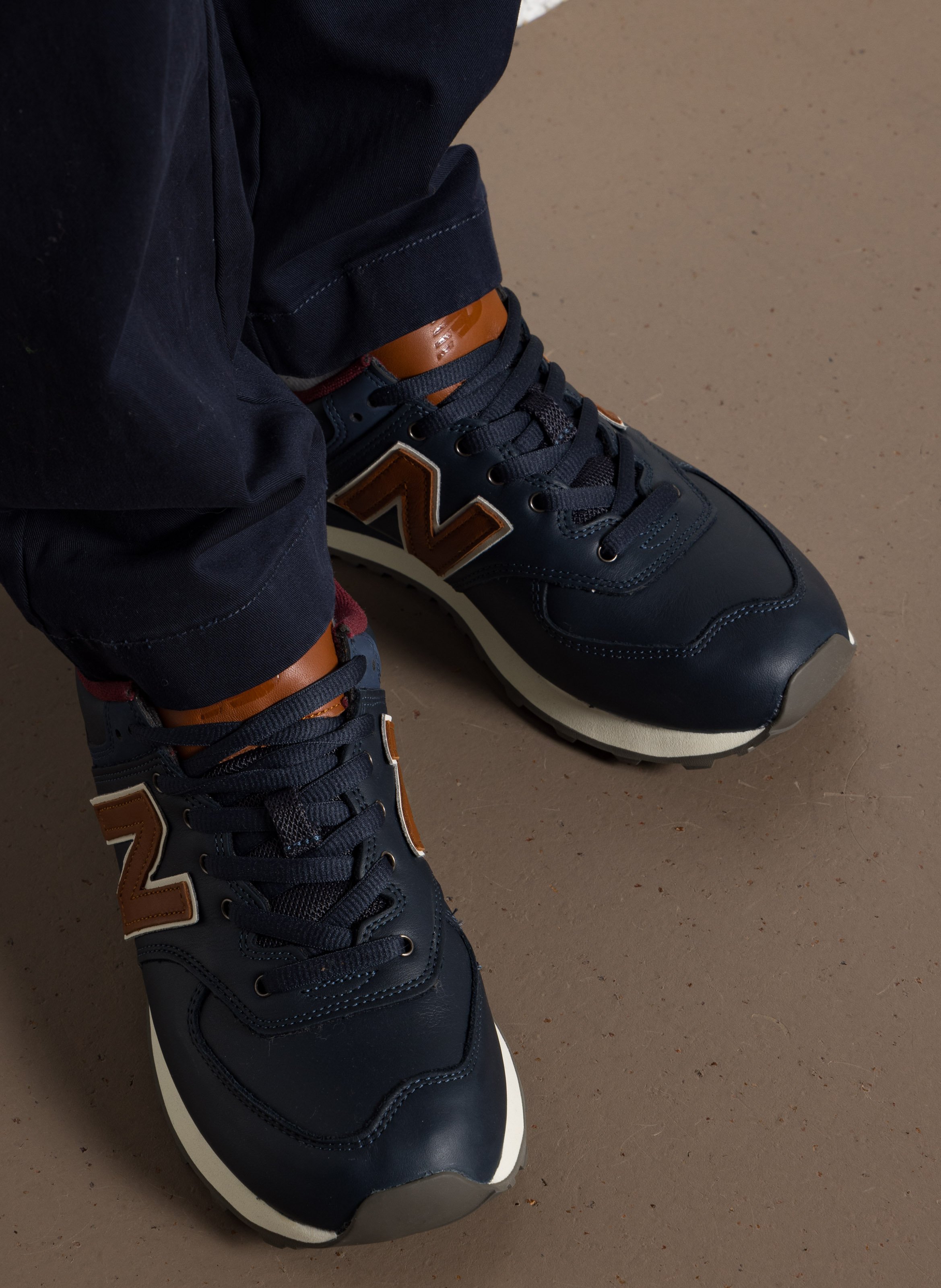 Low-top leather mix sneakers NEW BALANCE Blue