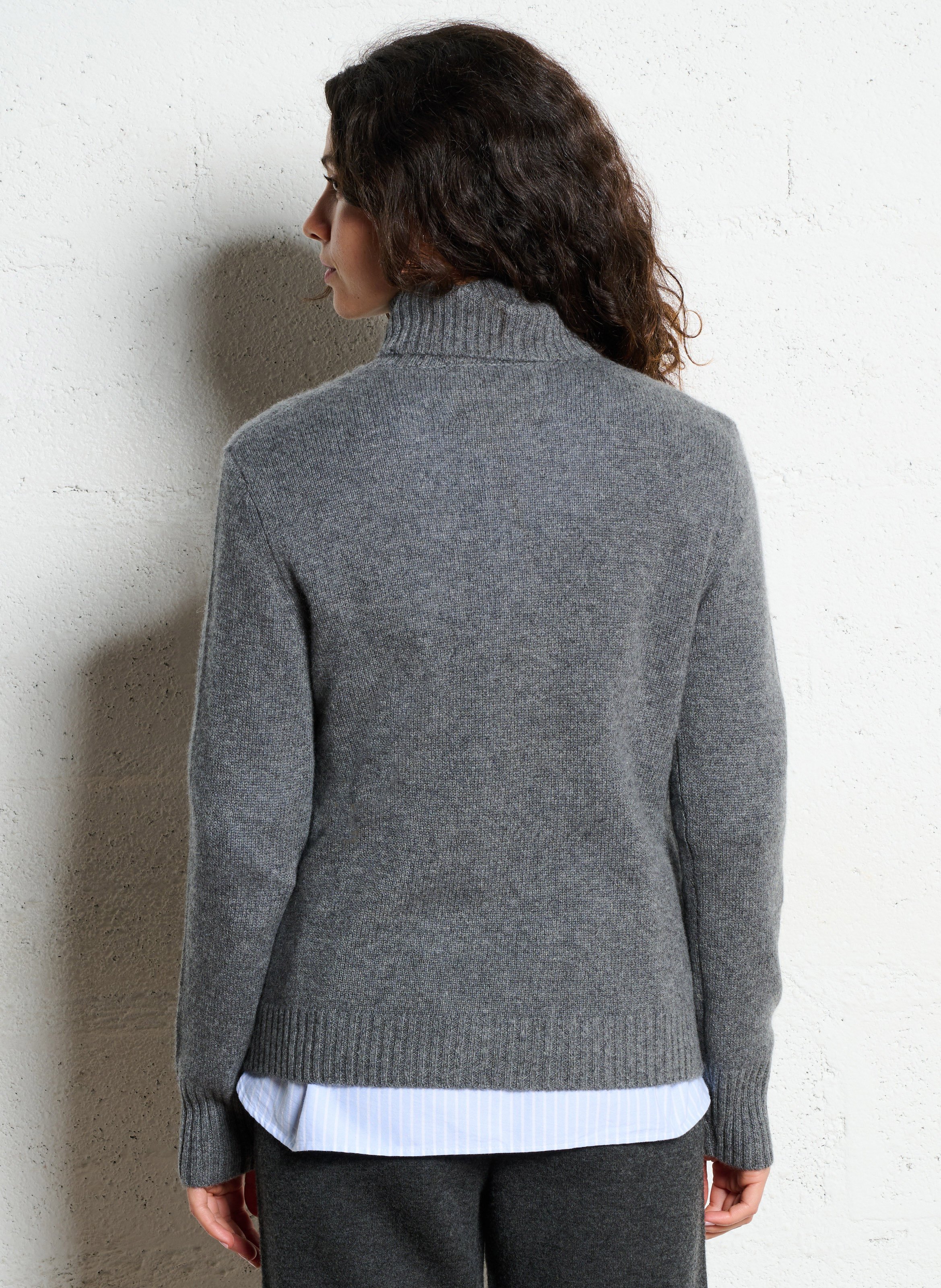Pull droit col roulé en cachemire MAISON 123 Gris