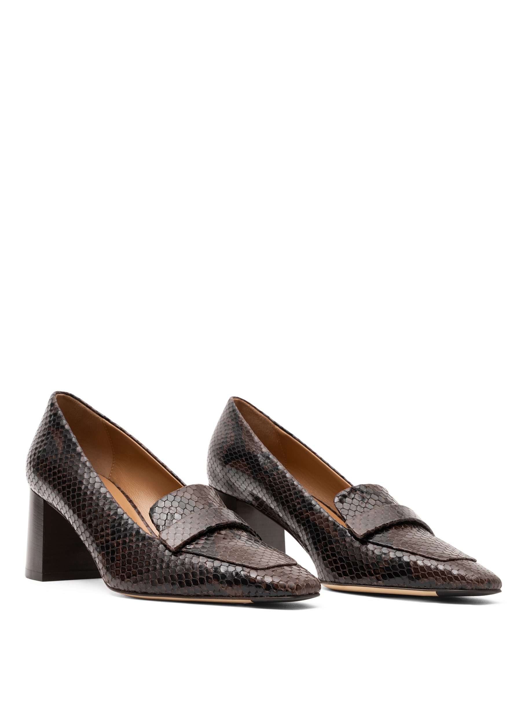 Python print leather loafers PARALLELE PARIS Brown