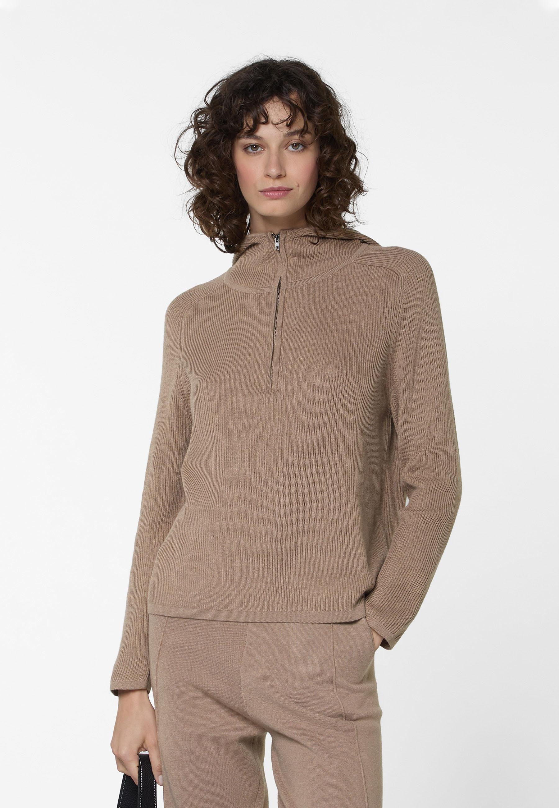 Ribbed Hooded Sweater RODIER Brown