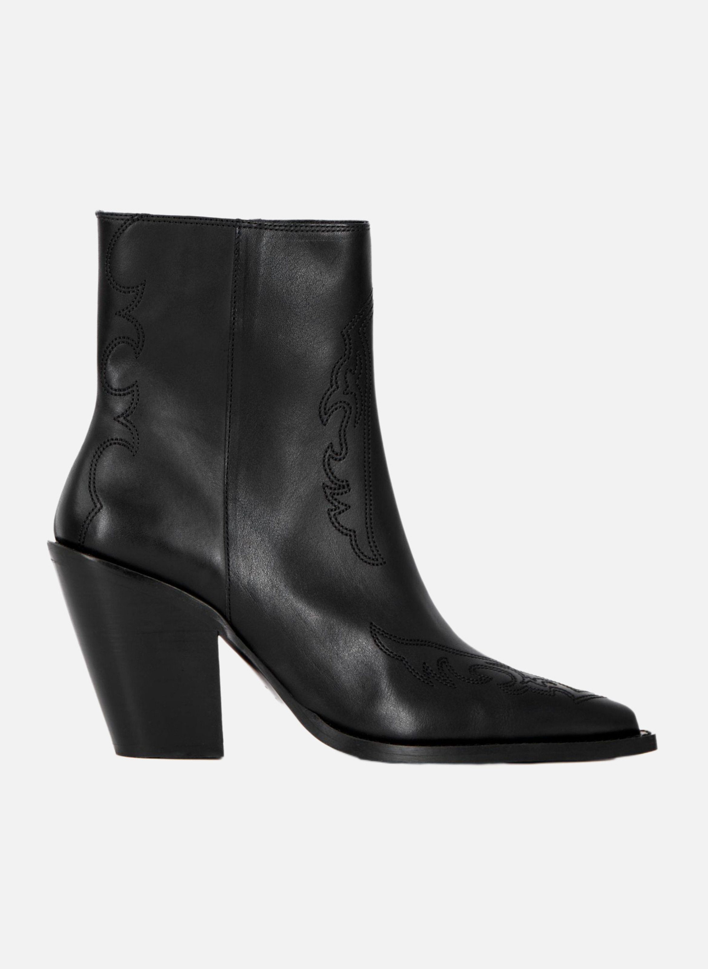 Leather ankle boots with embroidery THE KOOPLES Black