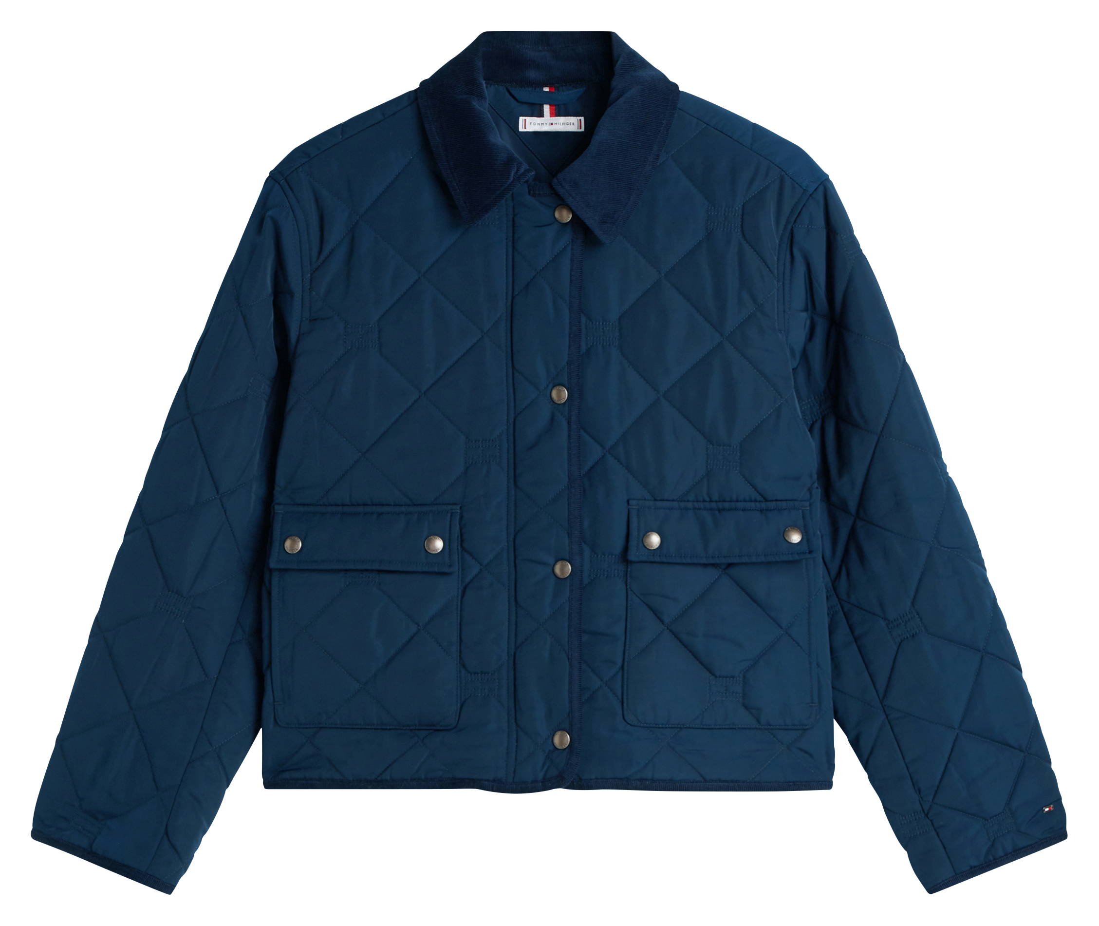 Veste droite matelassée à col velours TOMMY HILFIGER Bleu