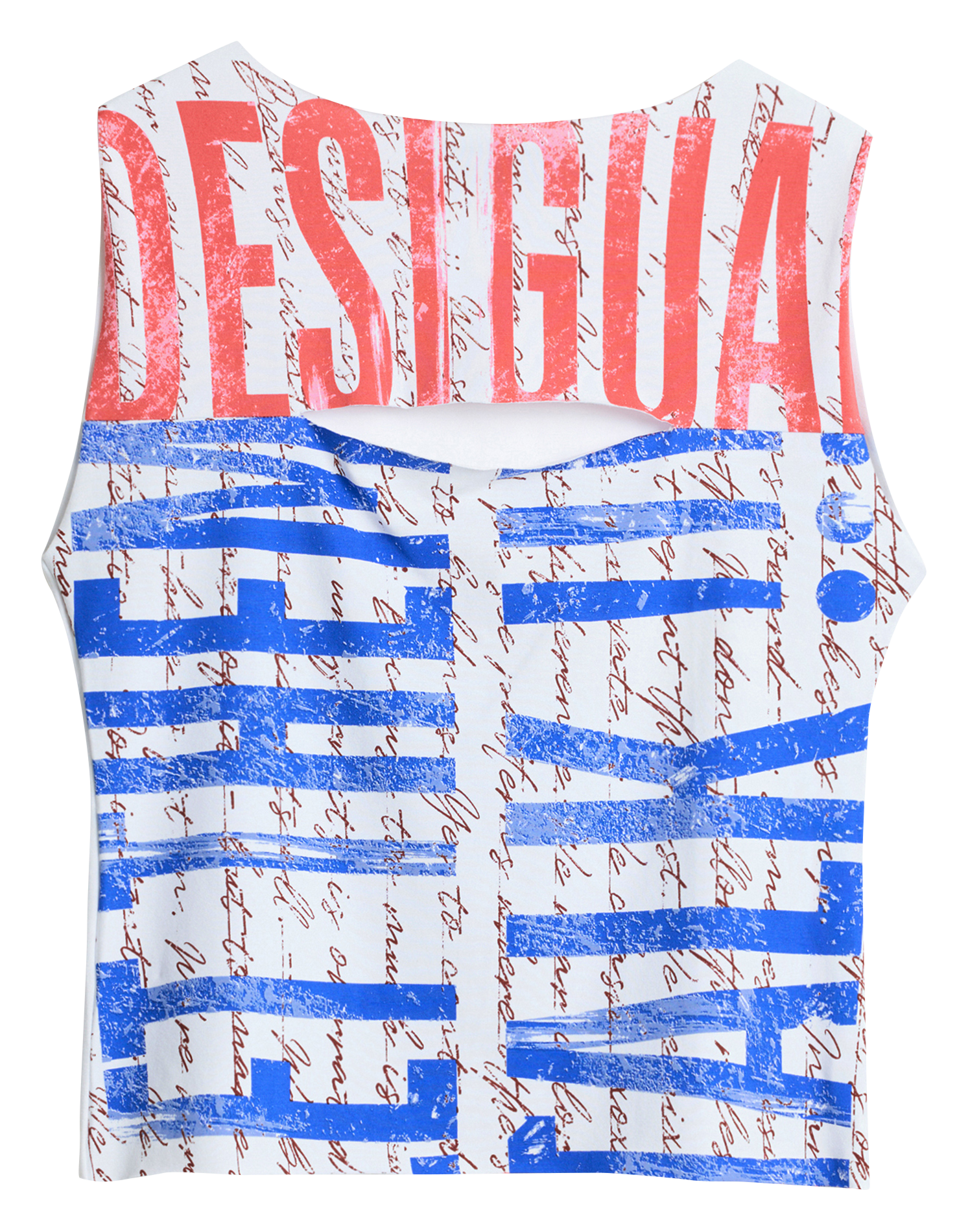 Débardeur ajusté col rond imprimé DESIGUAL Blanc