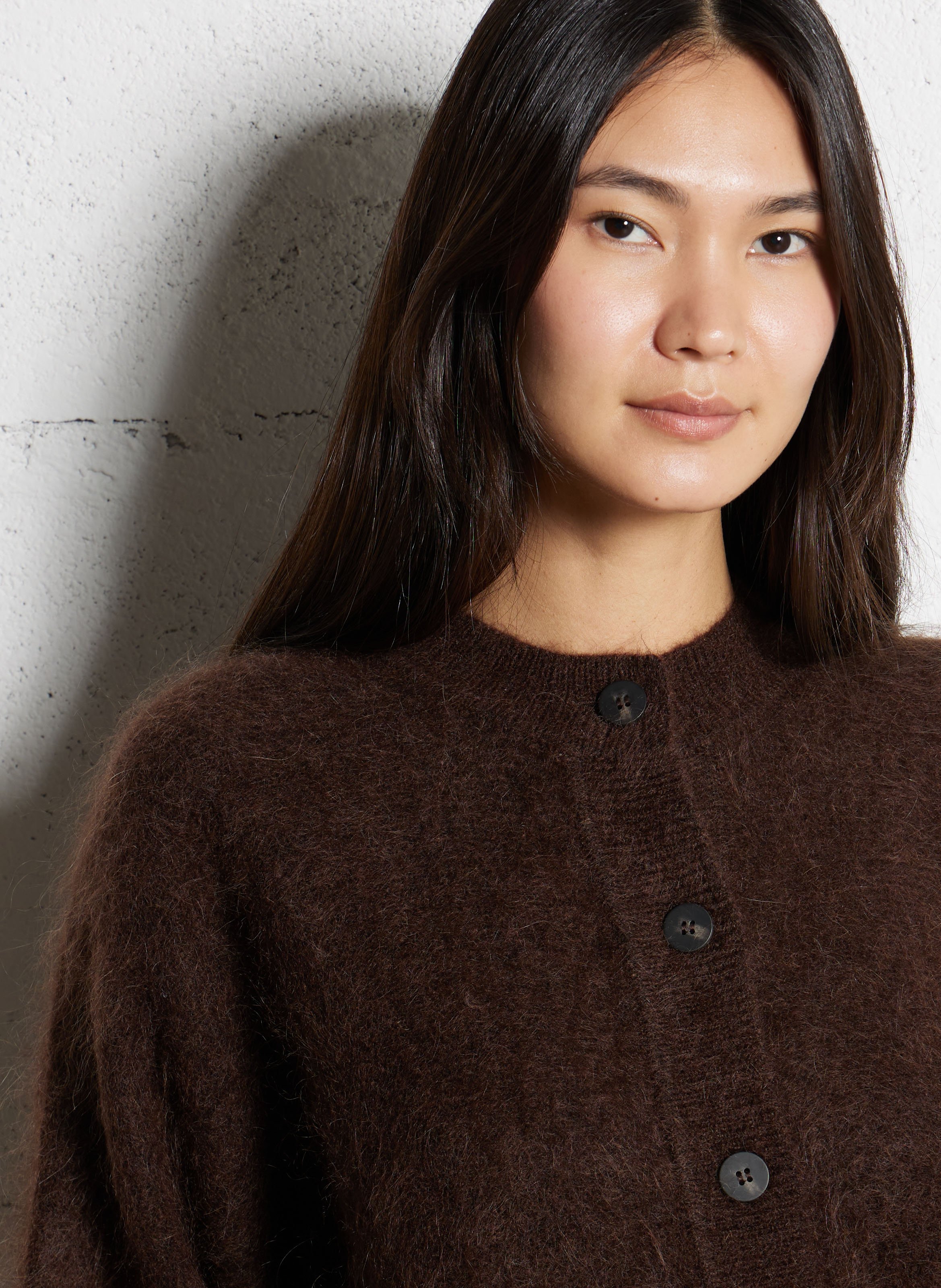 Gilet col rond en laine mélangée MAISON 123 Marron