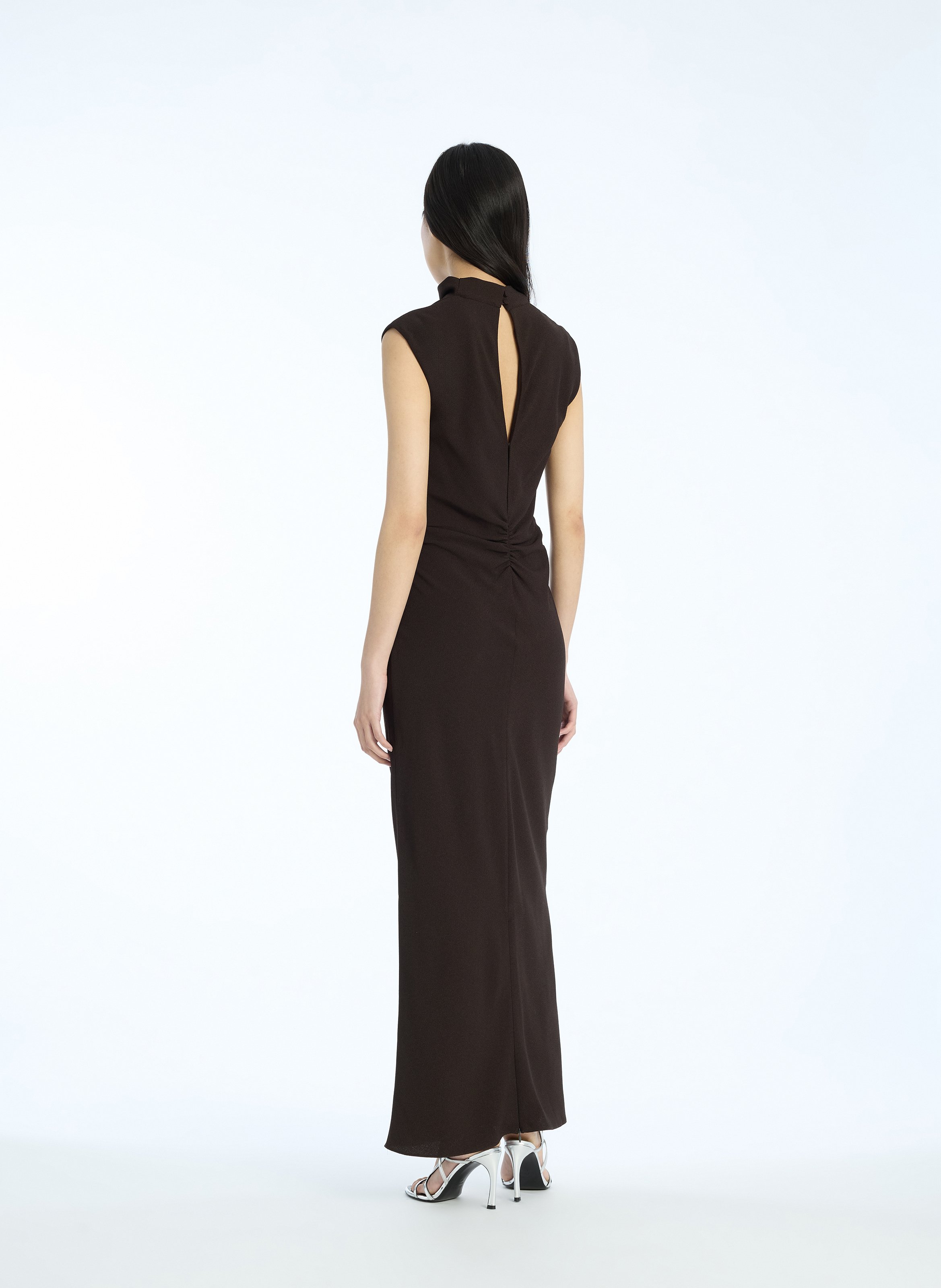 Long high-neck dress ROTATE Brown