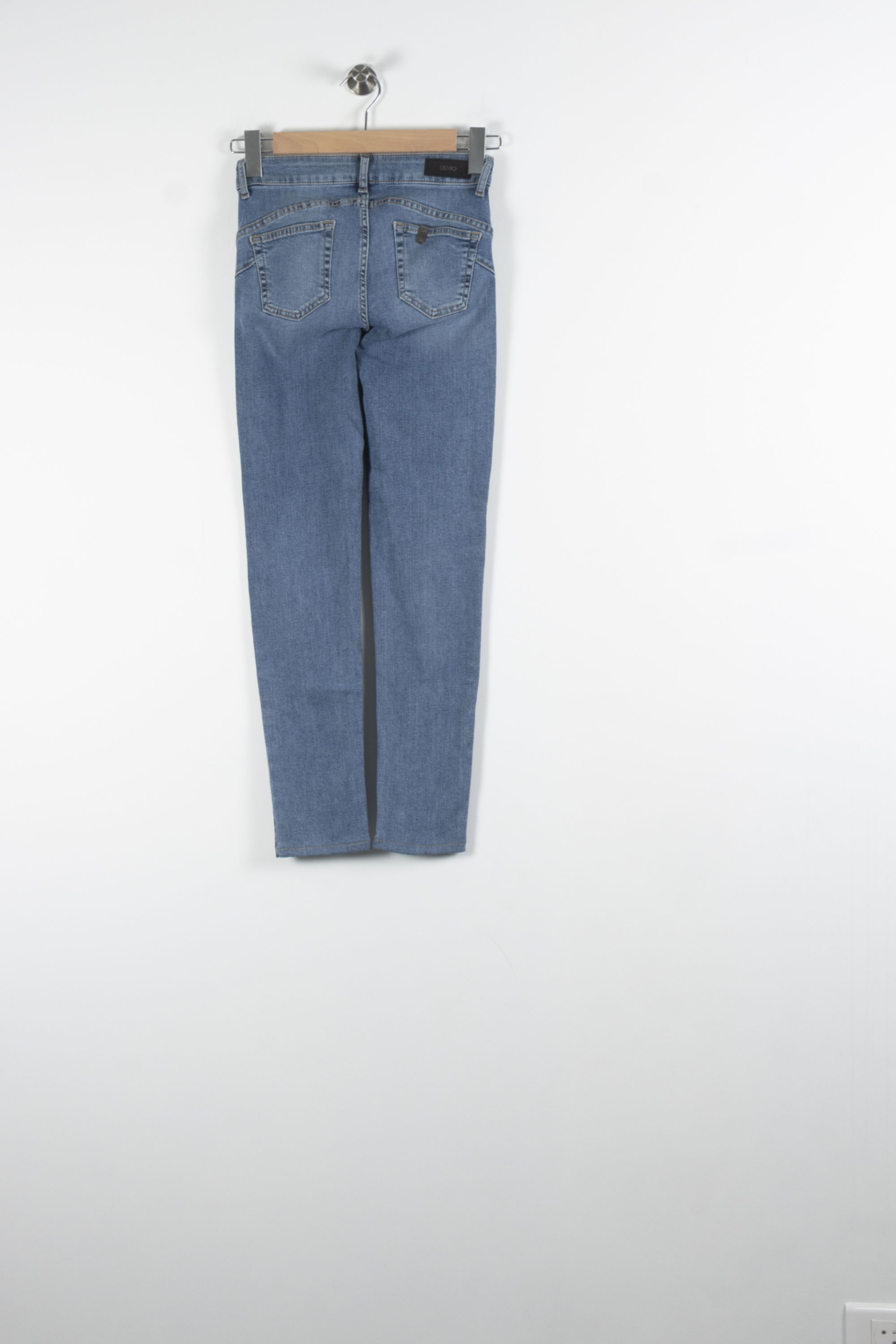 Cropped slim jeans with studs LIU JO - SECONDE MAIN Blue