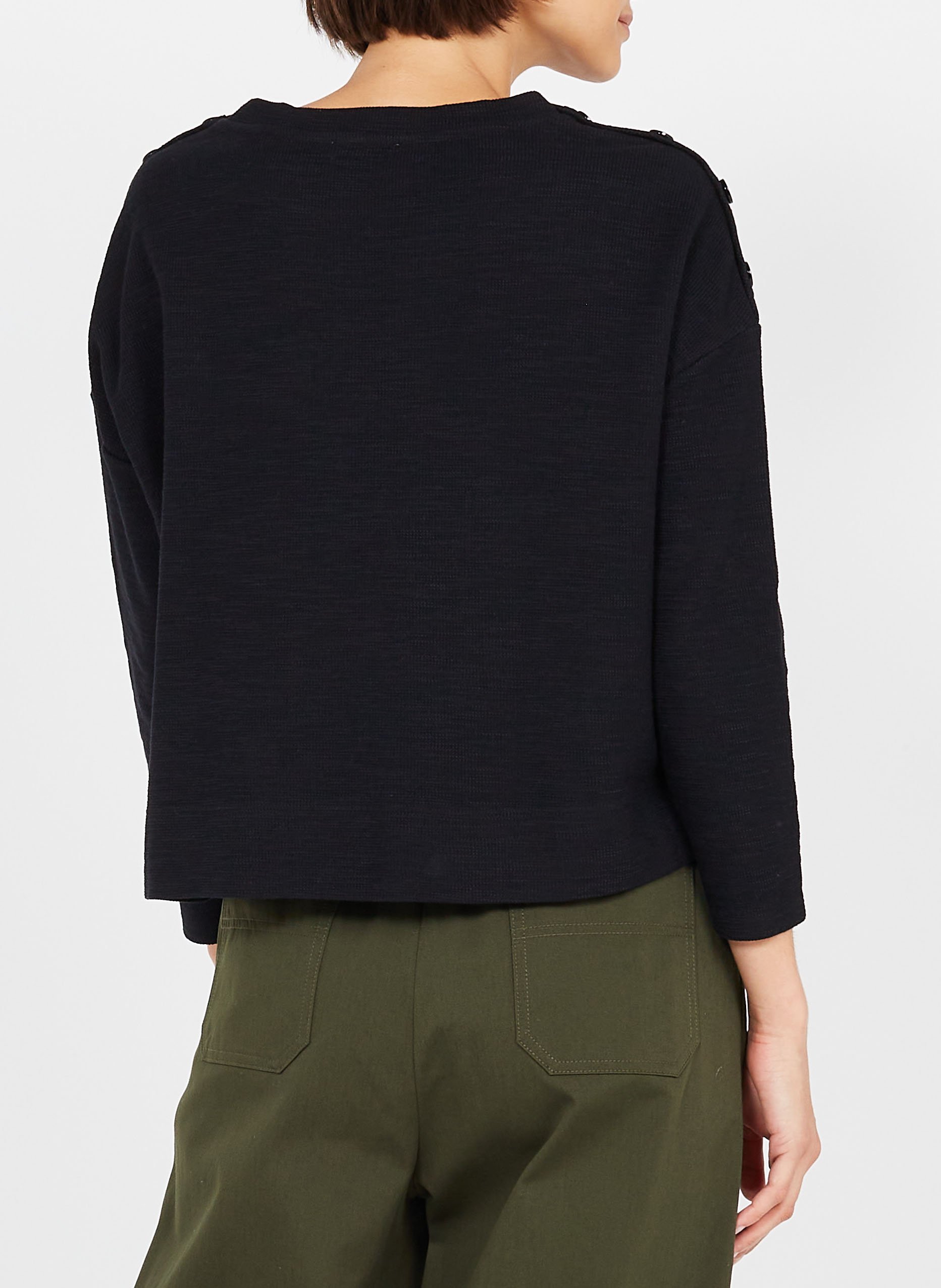 Round-neck cotton-blend sweater SESSUN Black