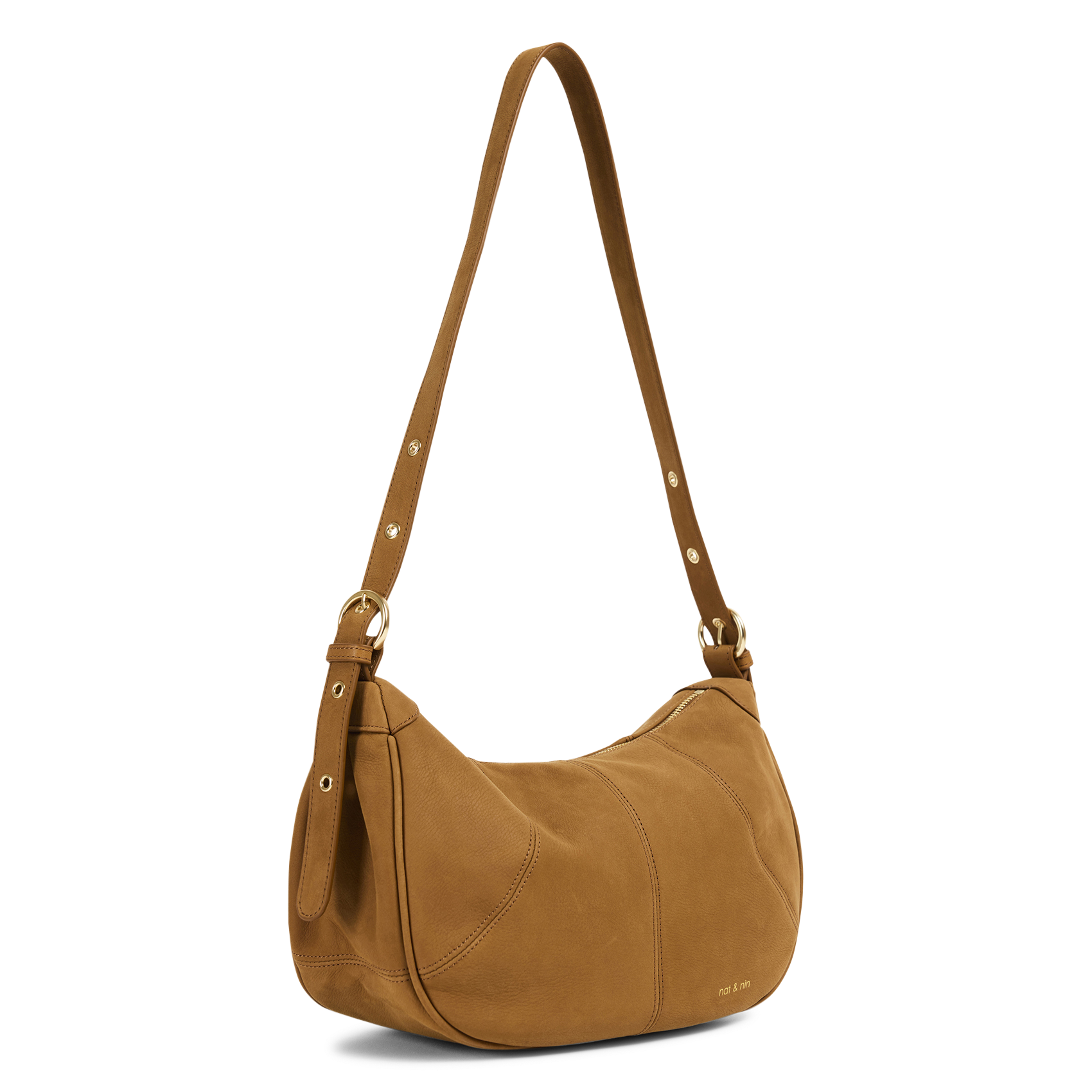 Sac bandoulière en cuir lisse NAT & NIN Marron