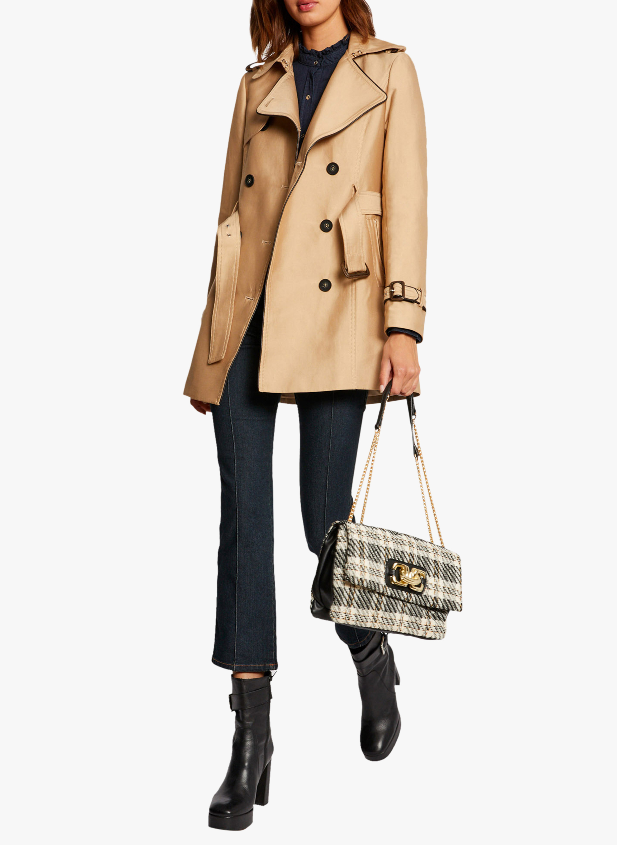 Double-breasted straight trench coat MORGAN Beige