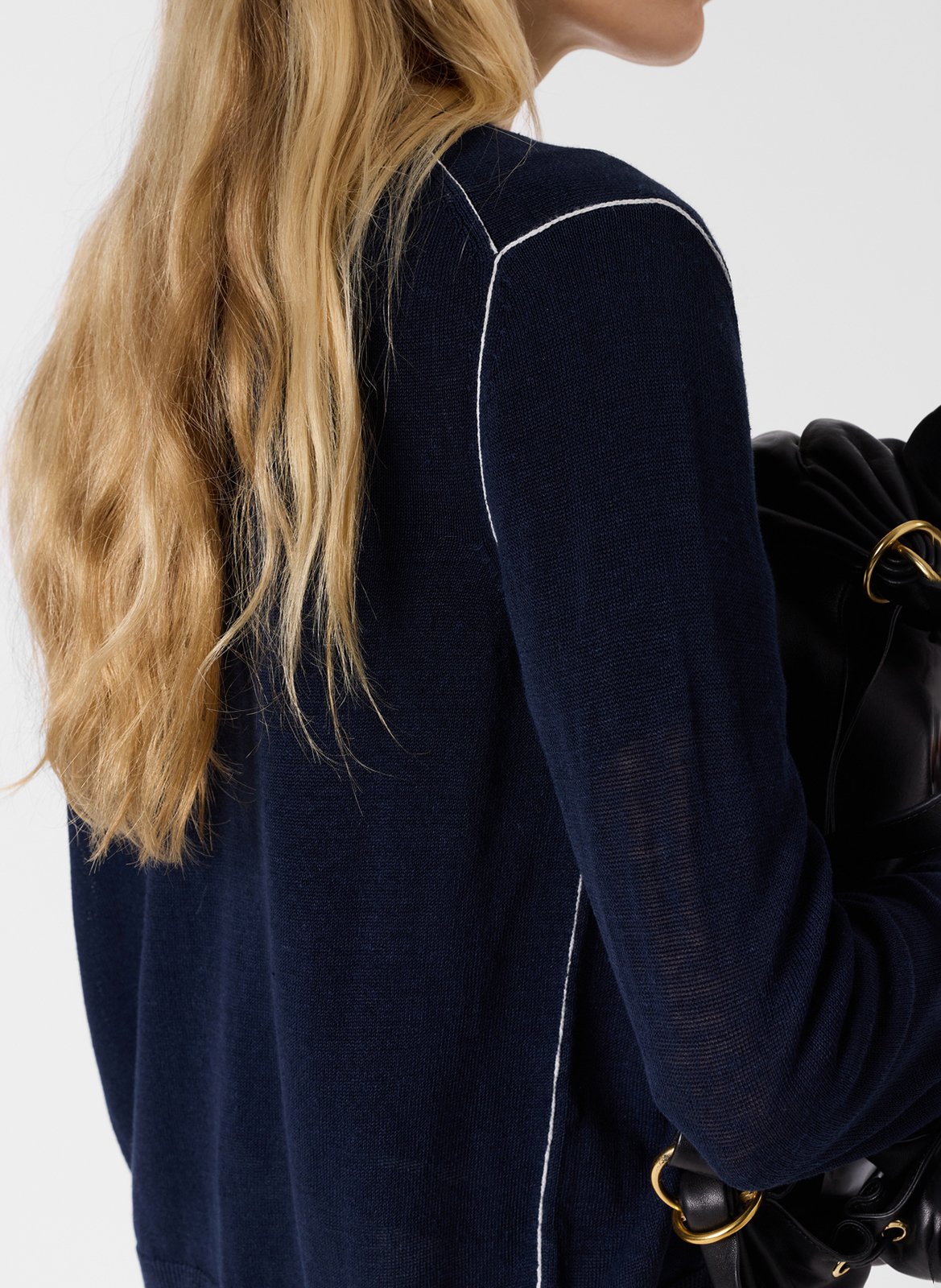 Round neck sleeveless linen blend cardigan GERARD DAREL Blue