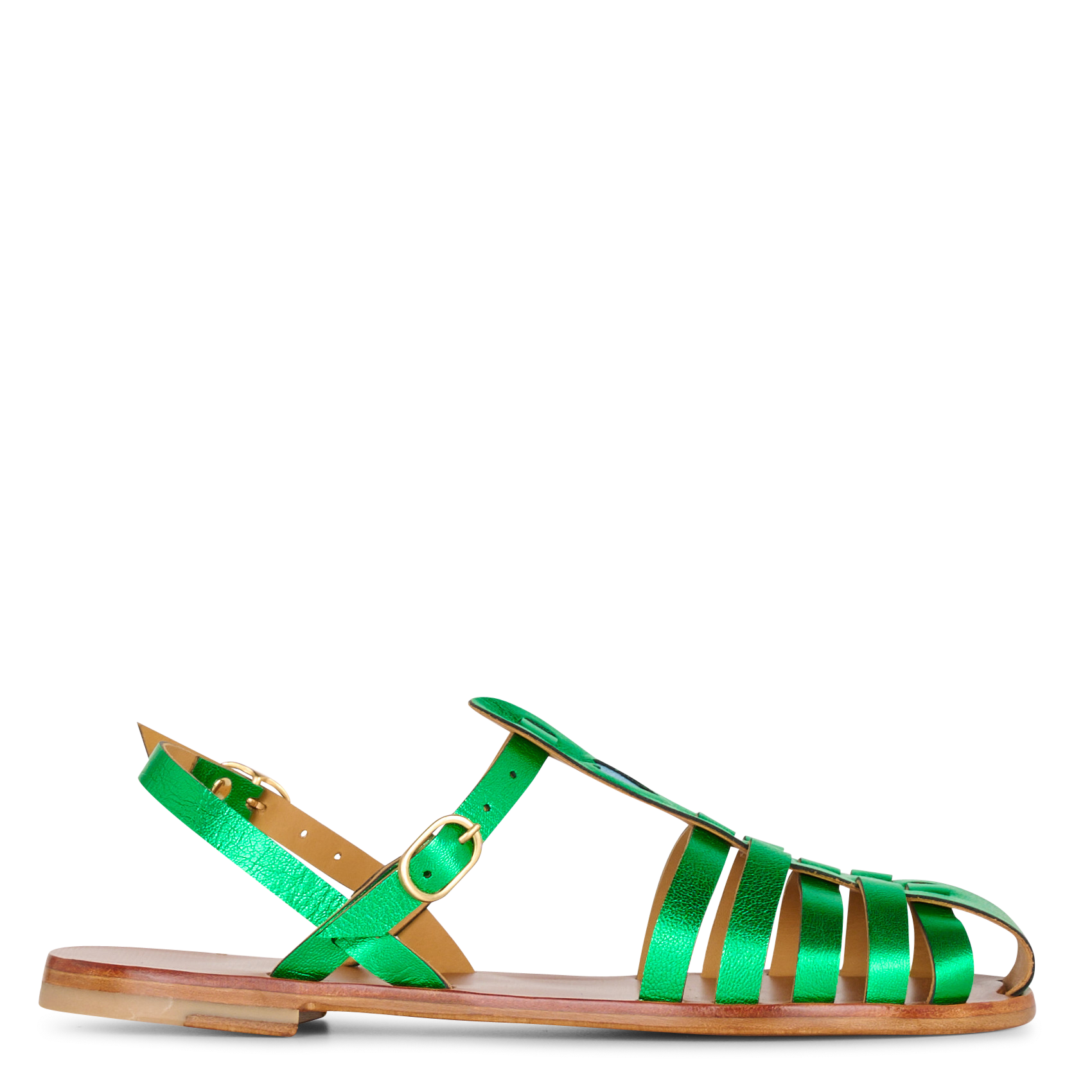 Metallic leren visser sandalen MAMA PRAIA Groen