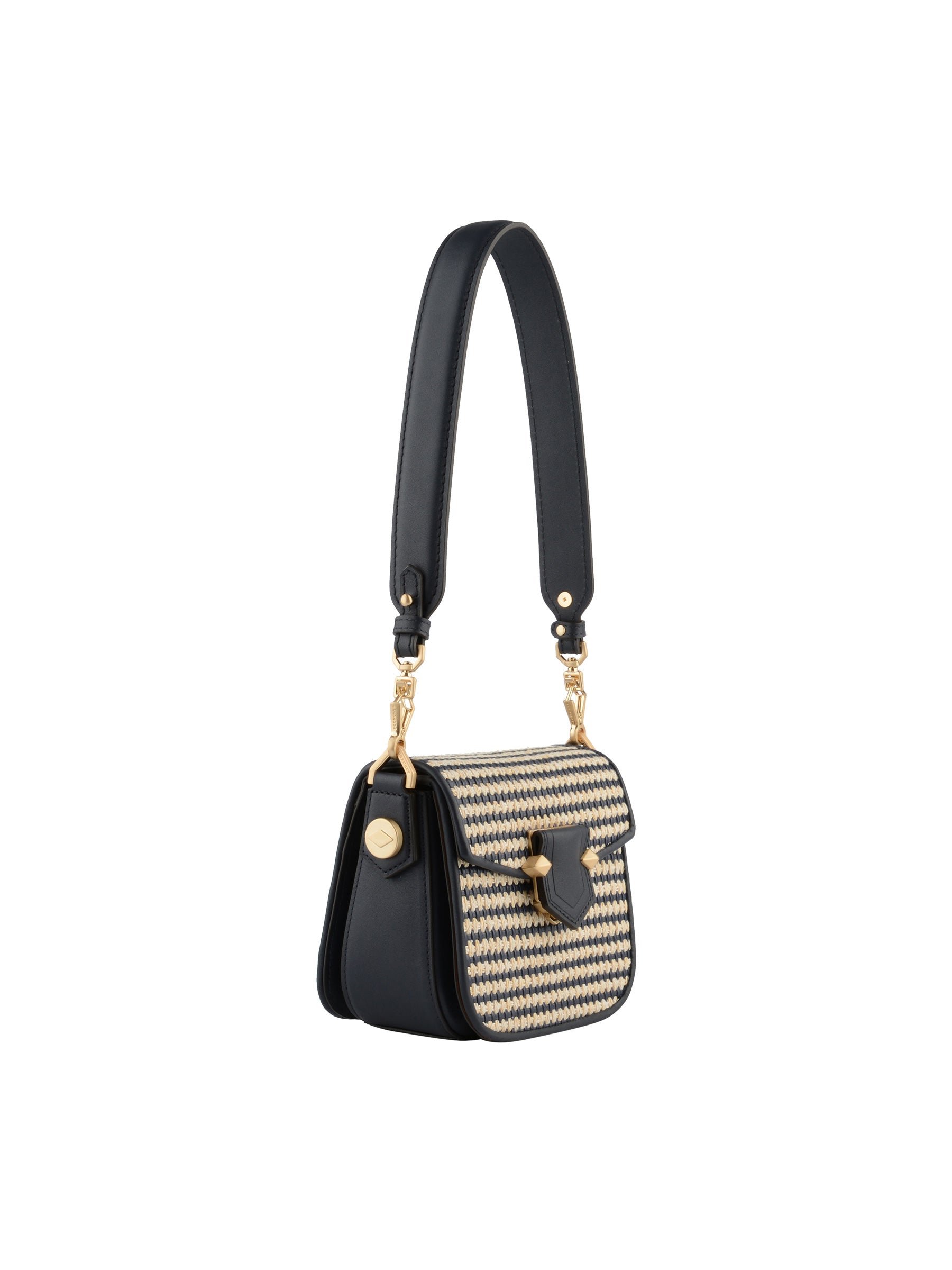 Calfskin leather shoulder bag POURCHET Blue