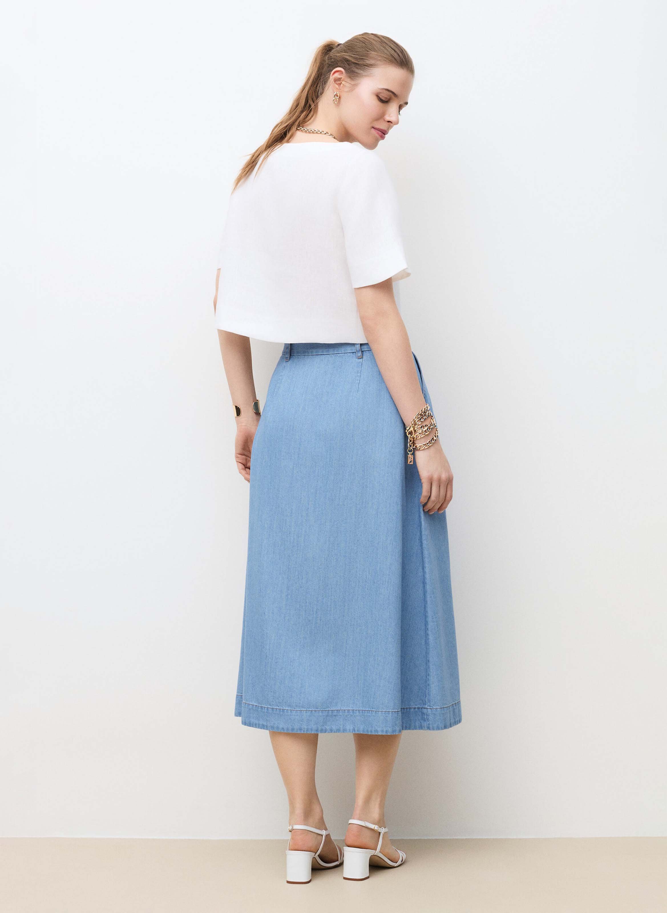 Blouse droite col bateau en lin CAROLL Blanc