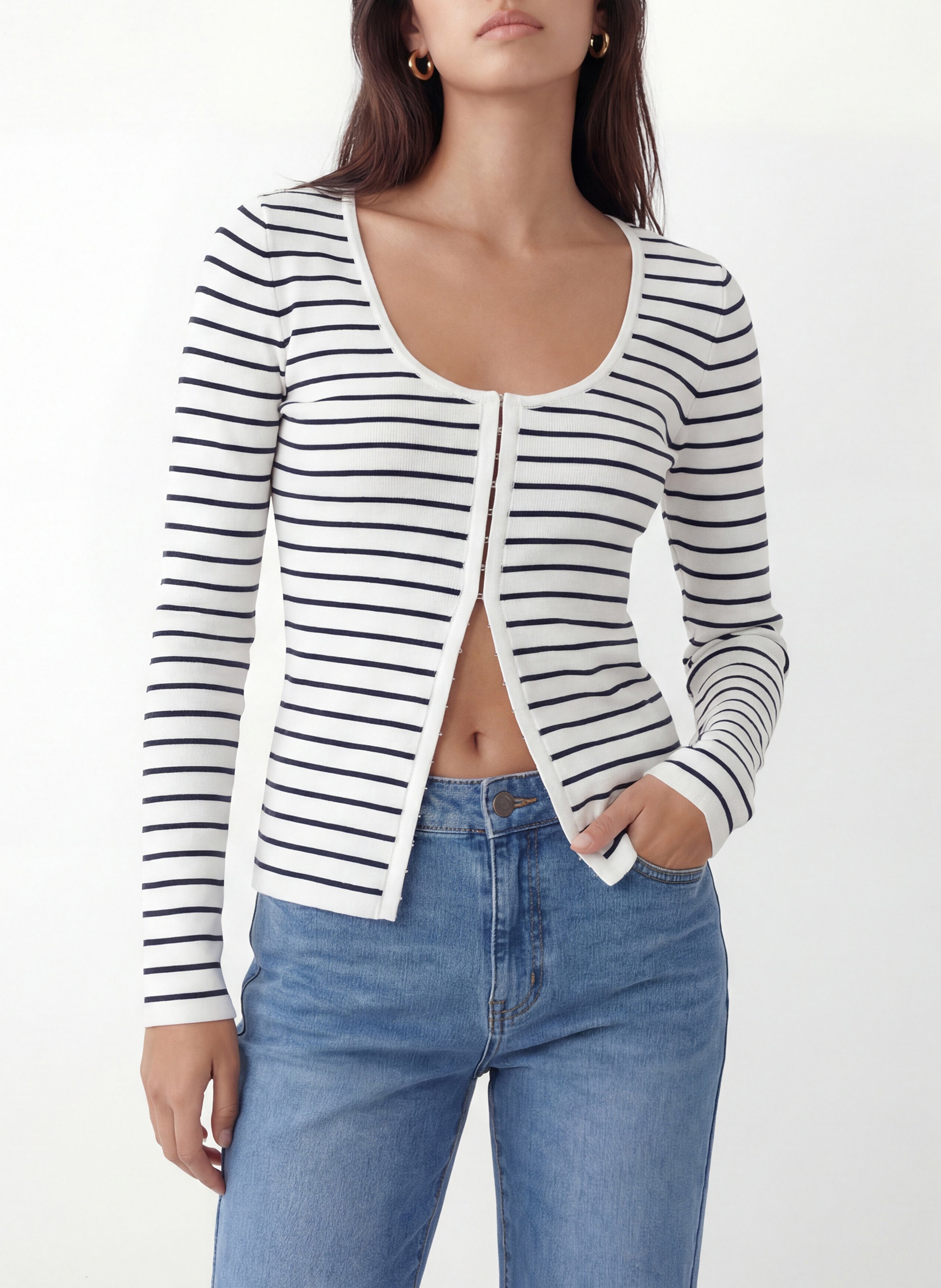 Taillierte Weste mit feinen Streifen KOOKAI Weiss