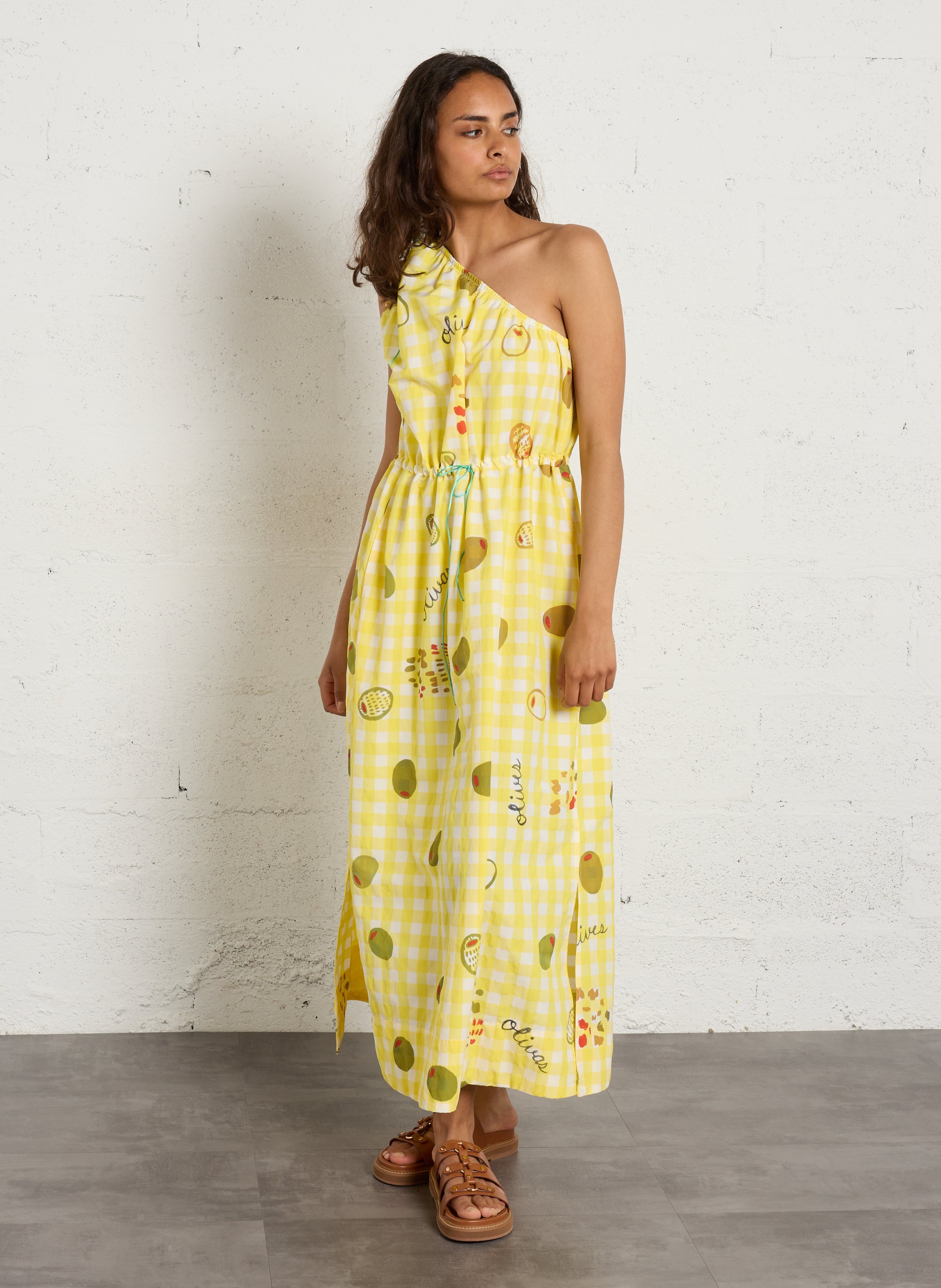 Sandales plates en cuir TORAL Marron