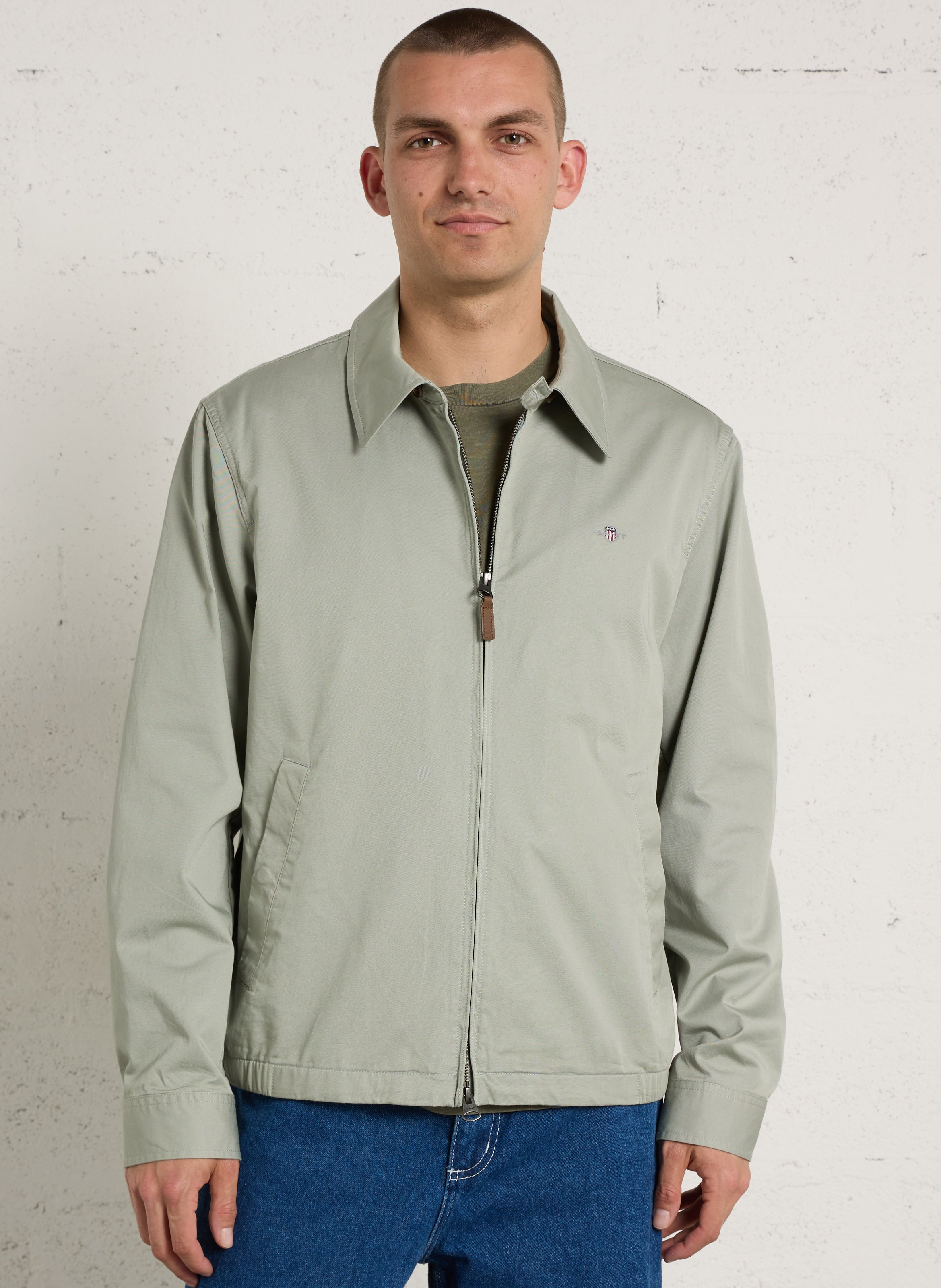 Veste droite co classique en coton bio GANT Gris