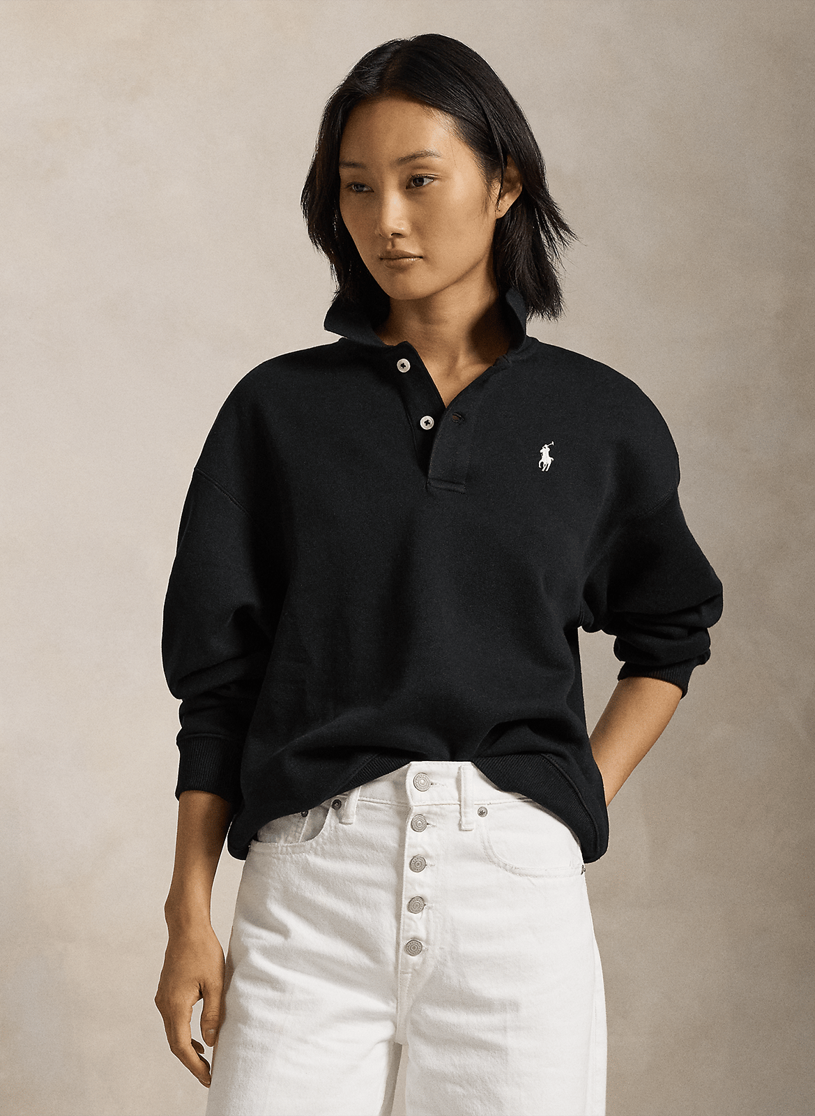 Cotton-mix oversized sweater POLO RALPH LAUREN Black