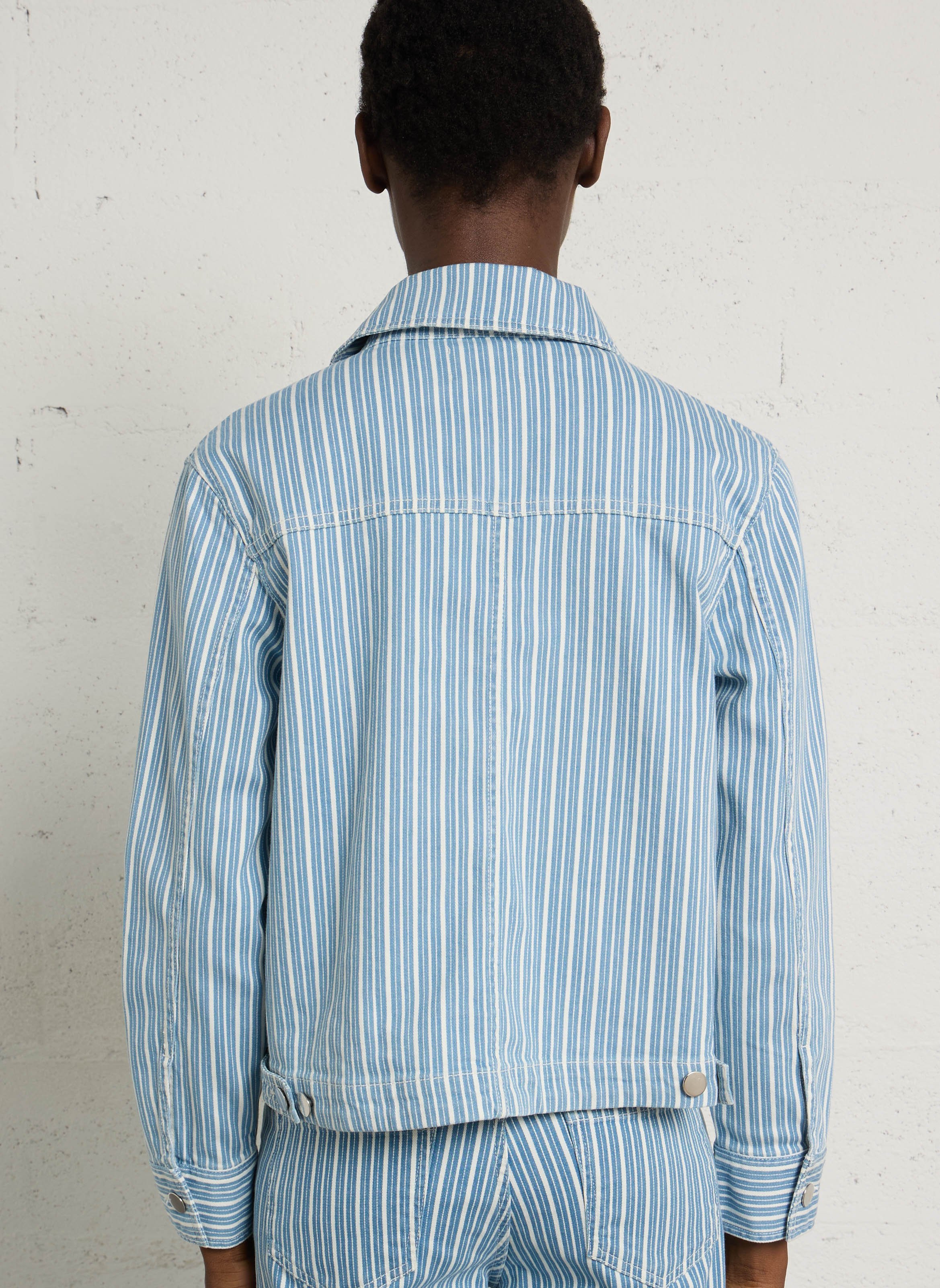 Recht jack met klassieke kraag van gestreepte katoenmix. MAISON 123 Blauw