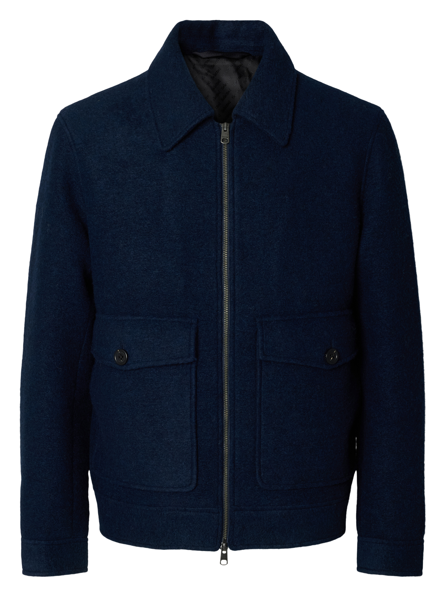 Jasje met klassieke kraag - wolblend SELECTED Blauw