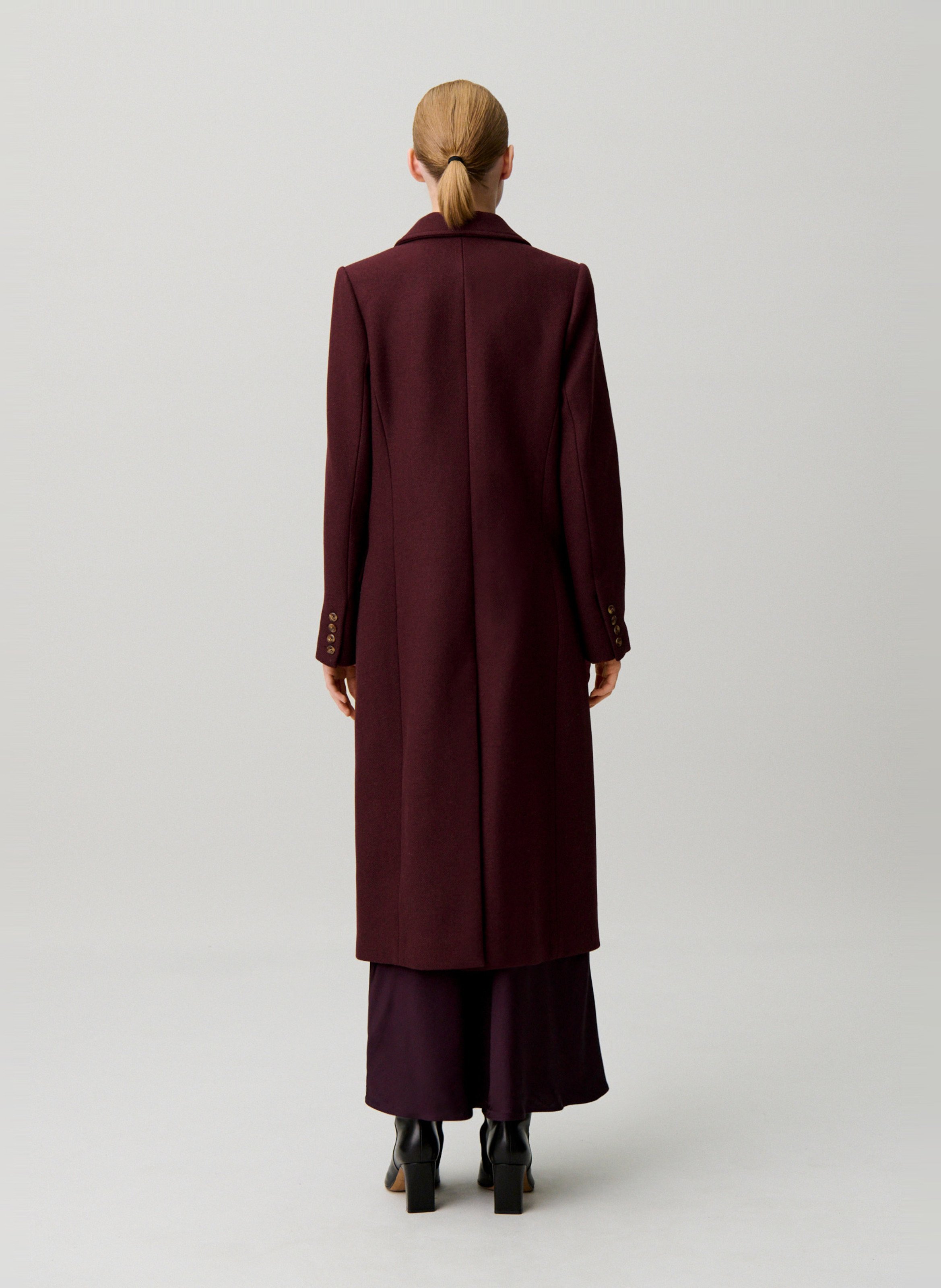 Langer einfarbiger Wollmantel CLAUDIE PIERLOT Rot
