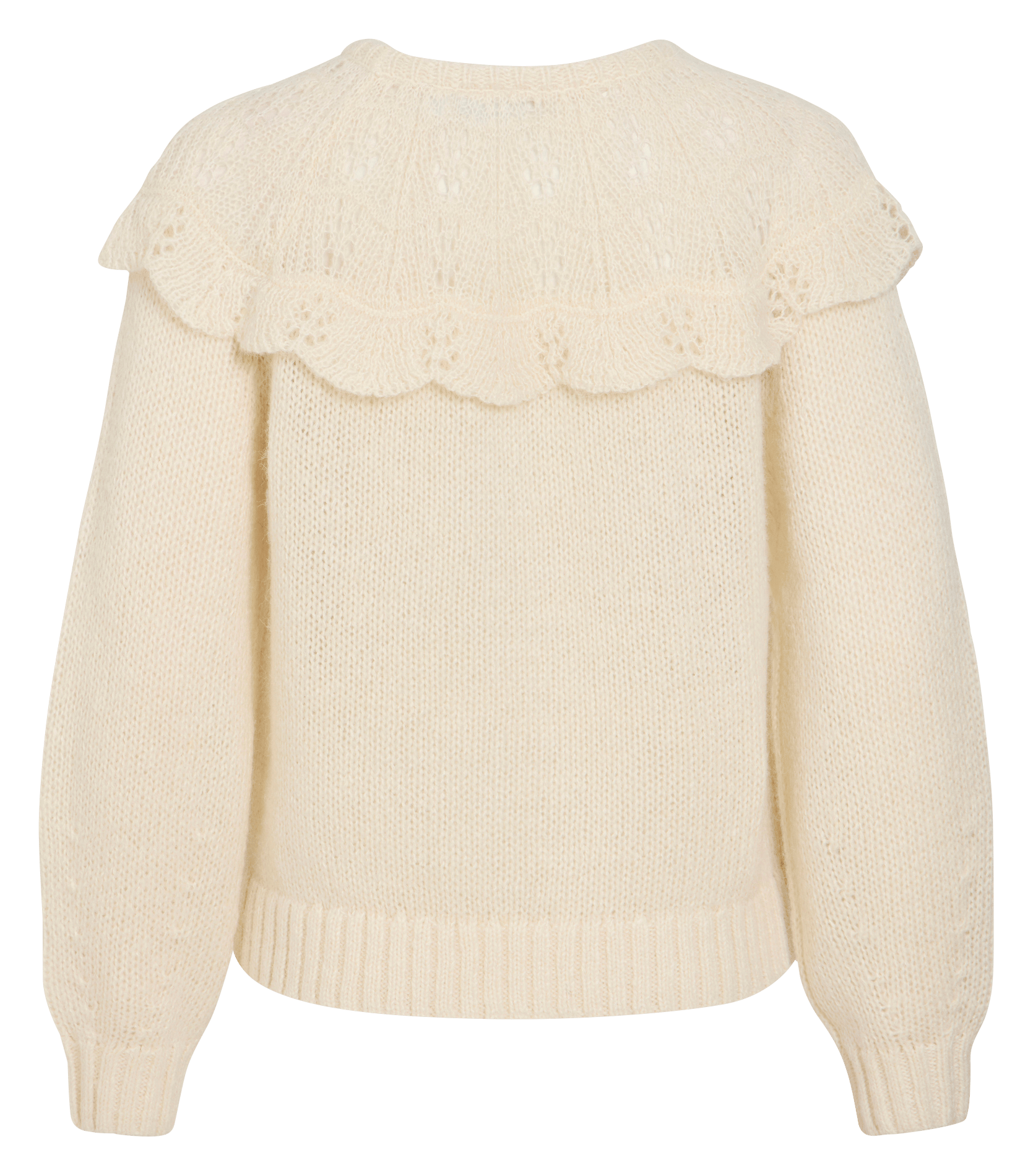 Pull col rond droit uni à volants VILA Beige