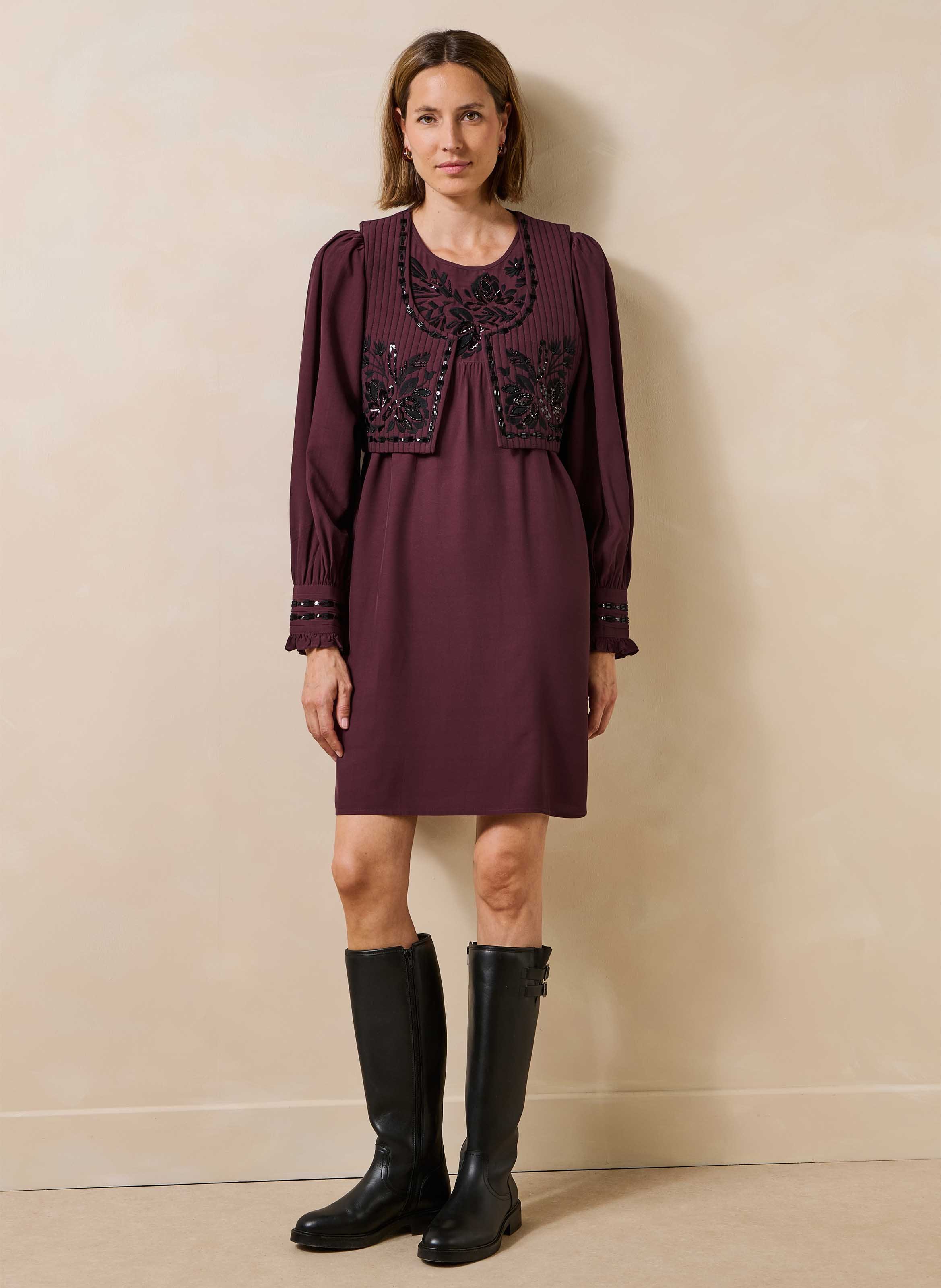 Robe courte ample à broderies LA FEE MARABOUTEE Multicolore