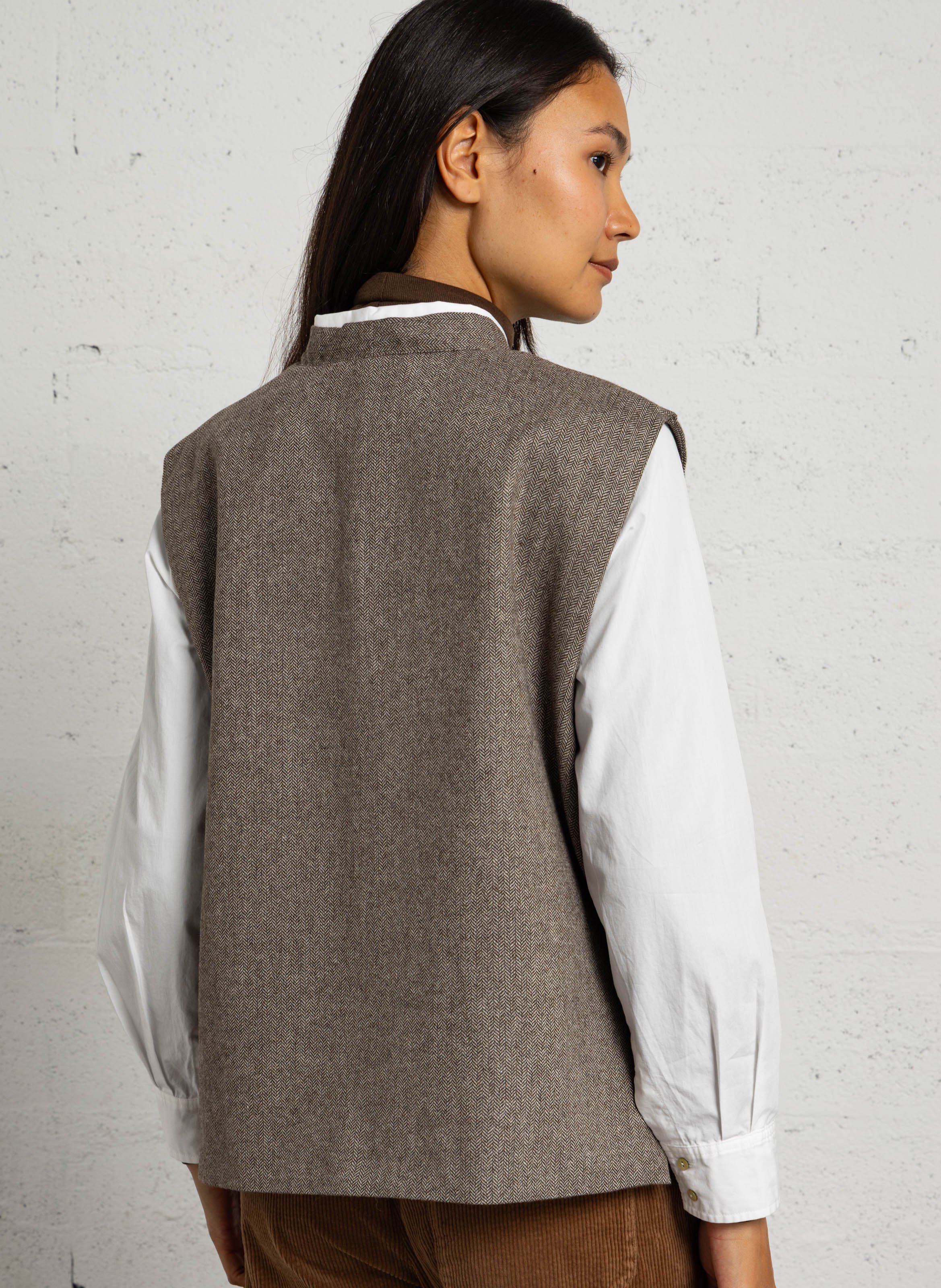 Vest met V-hals | wolblend HOD PARIS Bruin