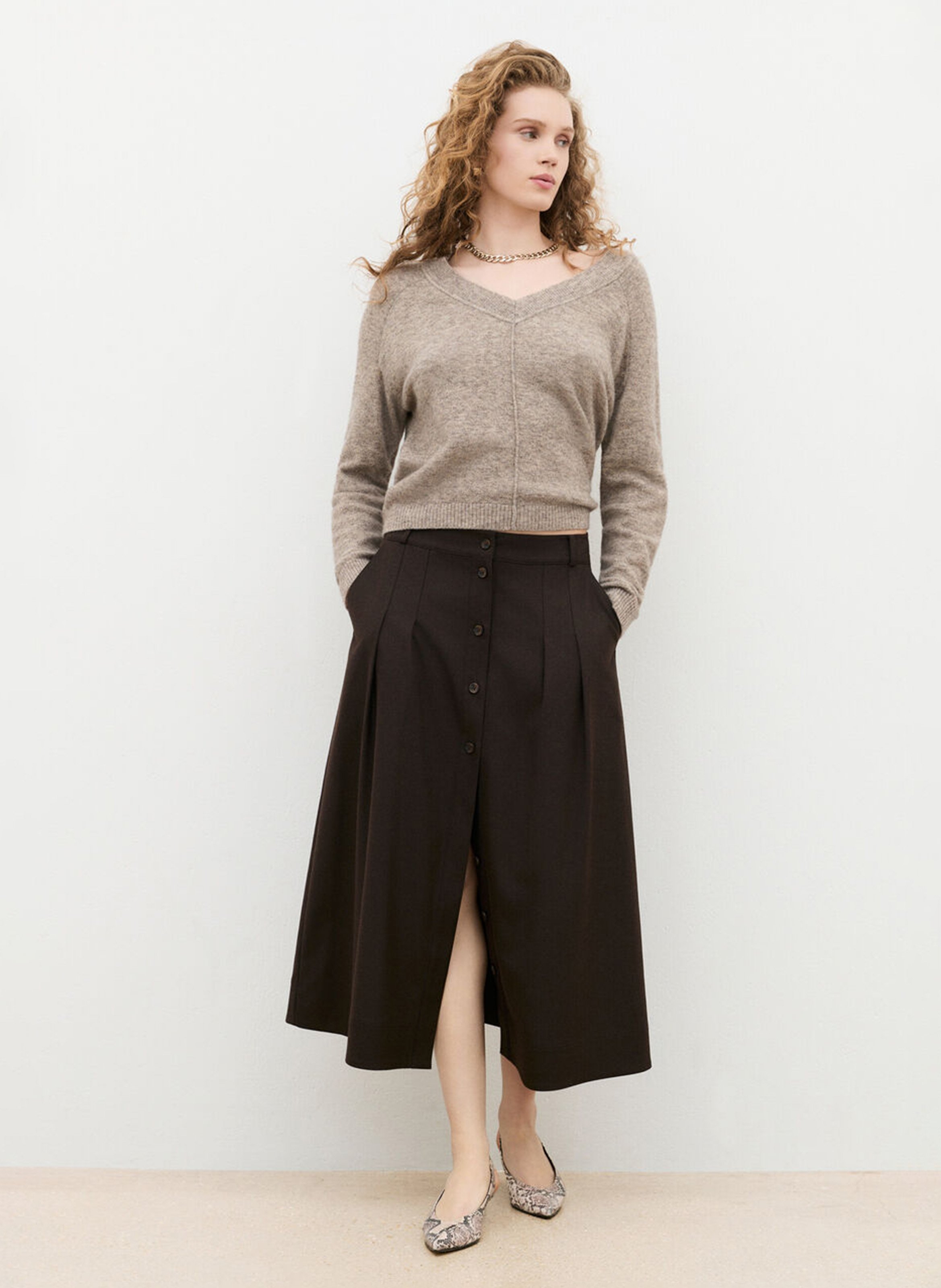 Jupe longue évasée | Marron CAROLL Femme