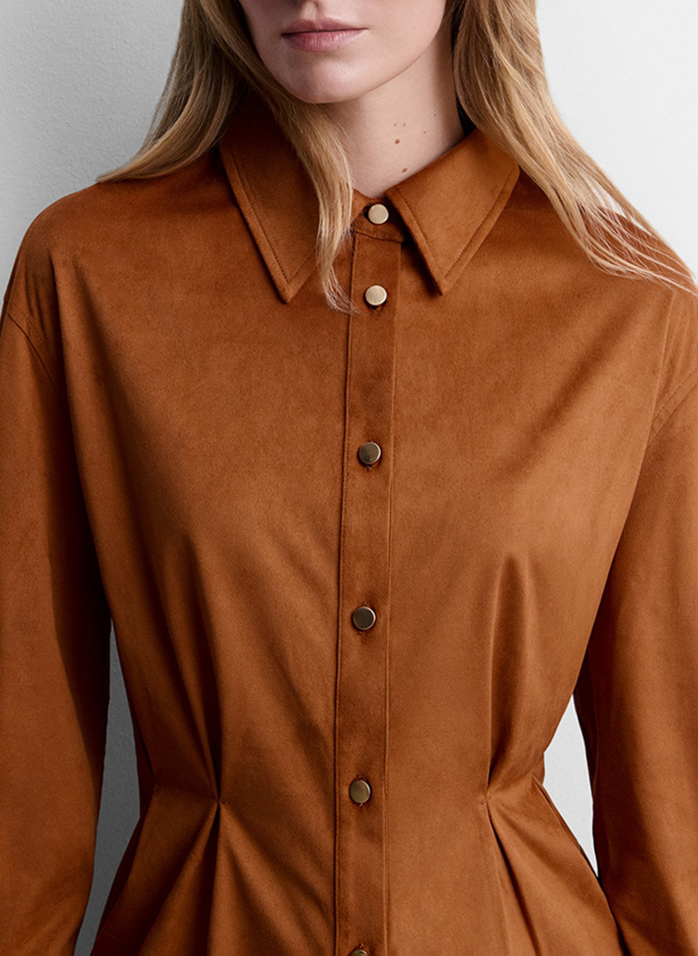 Fitted button-down shirt in a solid color SIMORRA Orange